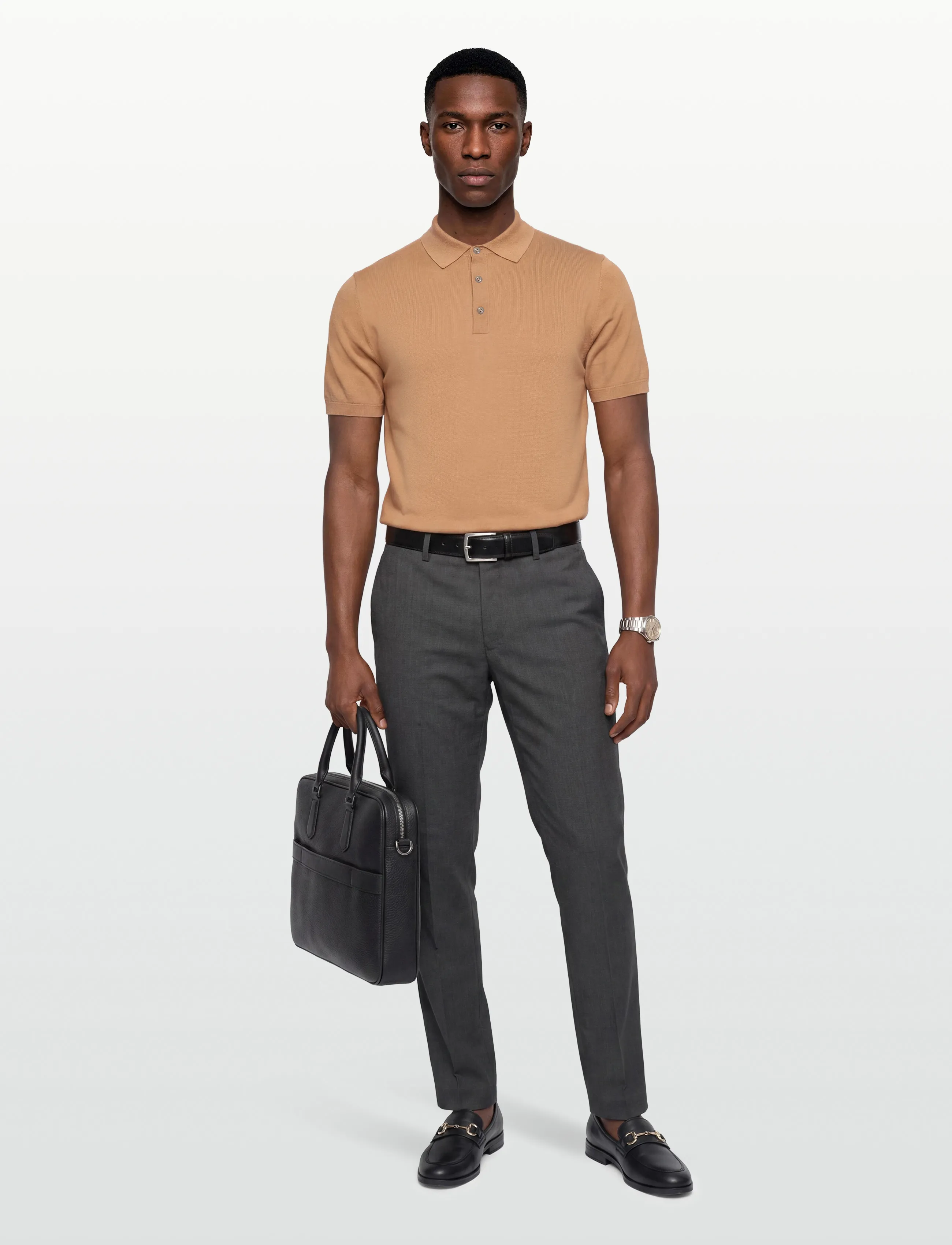 Lindbergh Polo S/S With Buttons, S, Polos, Braun - Short-sleeved, Männerswear