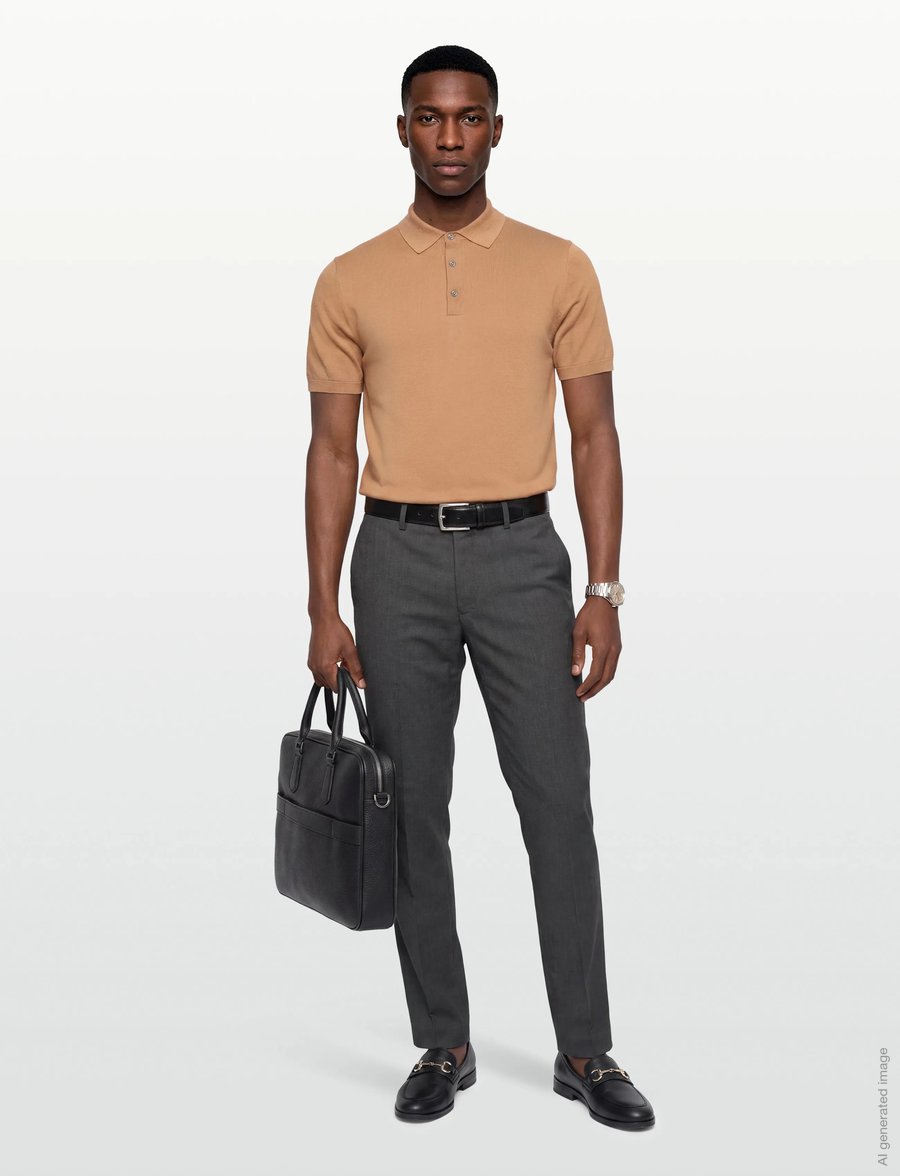 Lindbergh - Polo S/S with buttons - kurzärmelig - dk sand - 0