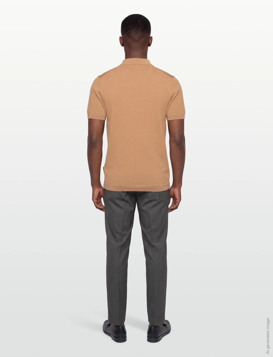 Lindbergh - Polo S/S with buttons - kurzärmelig - dk sand - 4