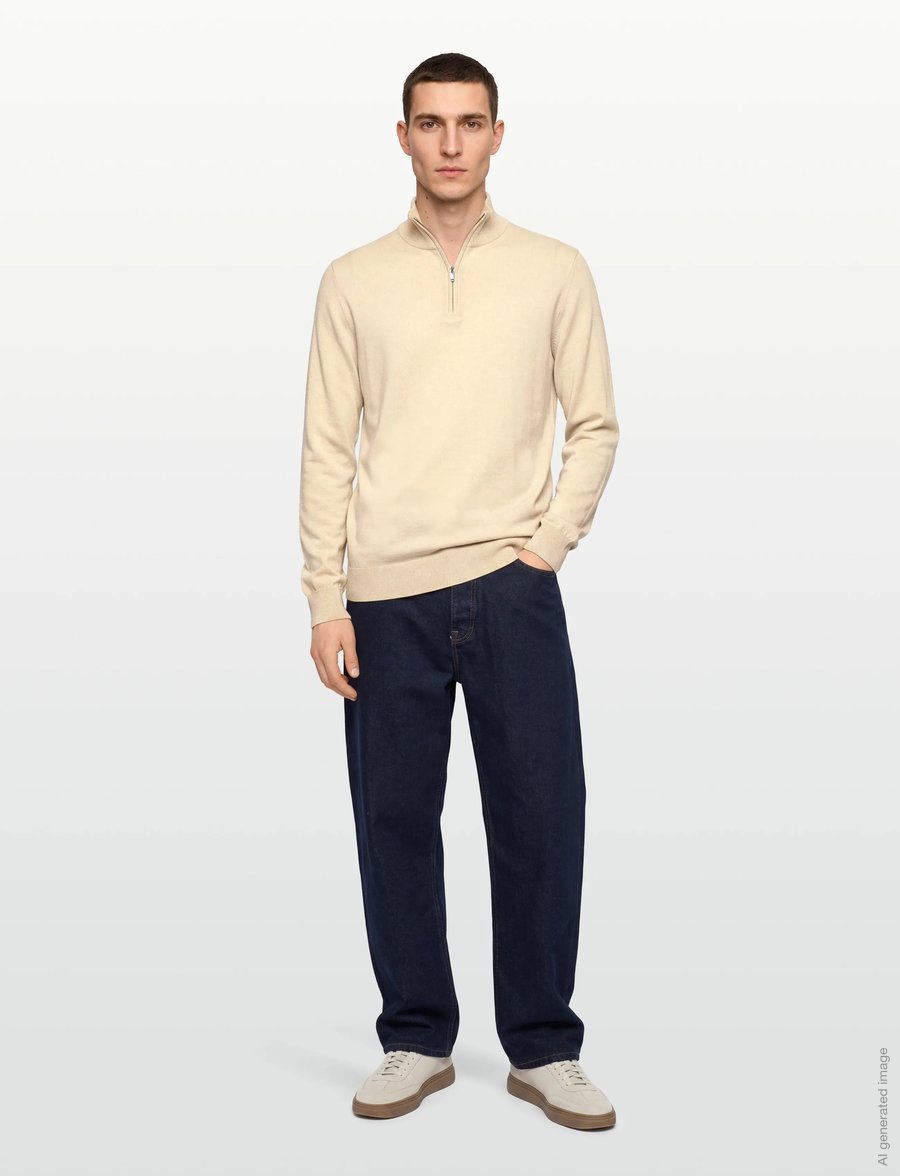 Lindbergh - Half zip with high neck - pullover mit halbem reißverschluss - beige - 0