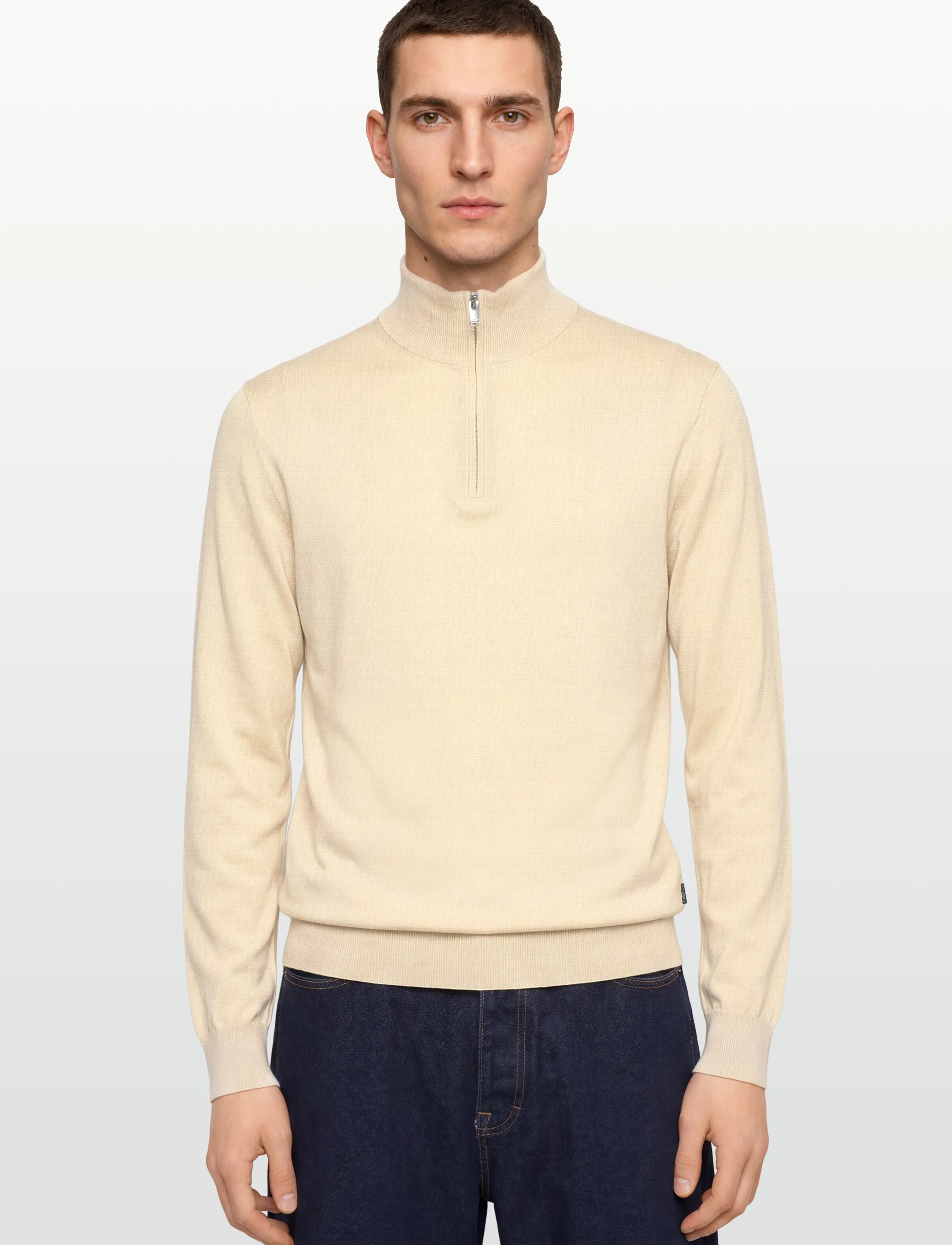 Lindbergh - Half zip with high neck - pullover mit halbem reißverschluss - beige - 3