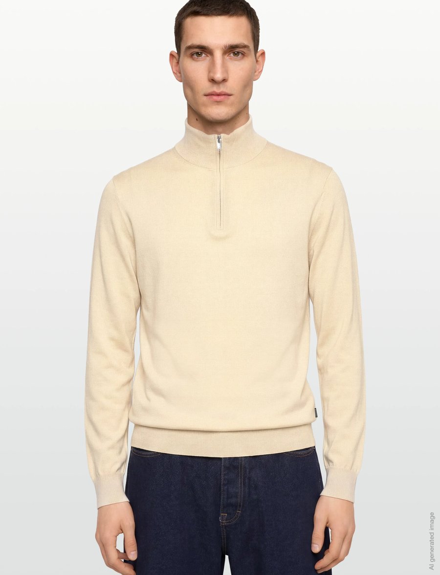 Lindbergh - Half zip with high neck - pullover mit halbem reißverschluss - beige - 3