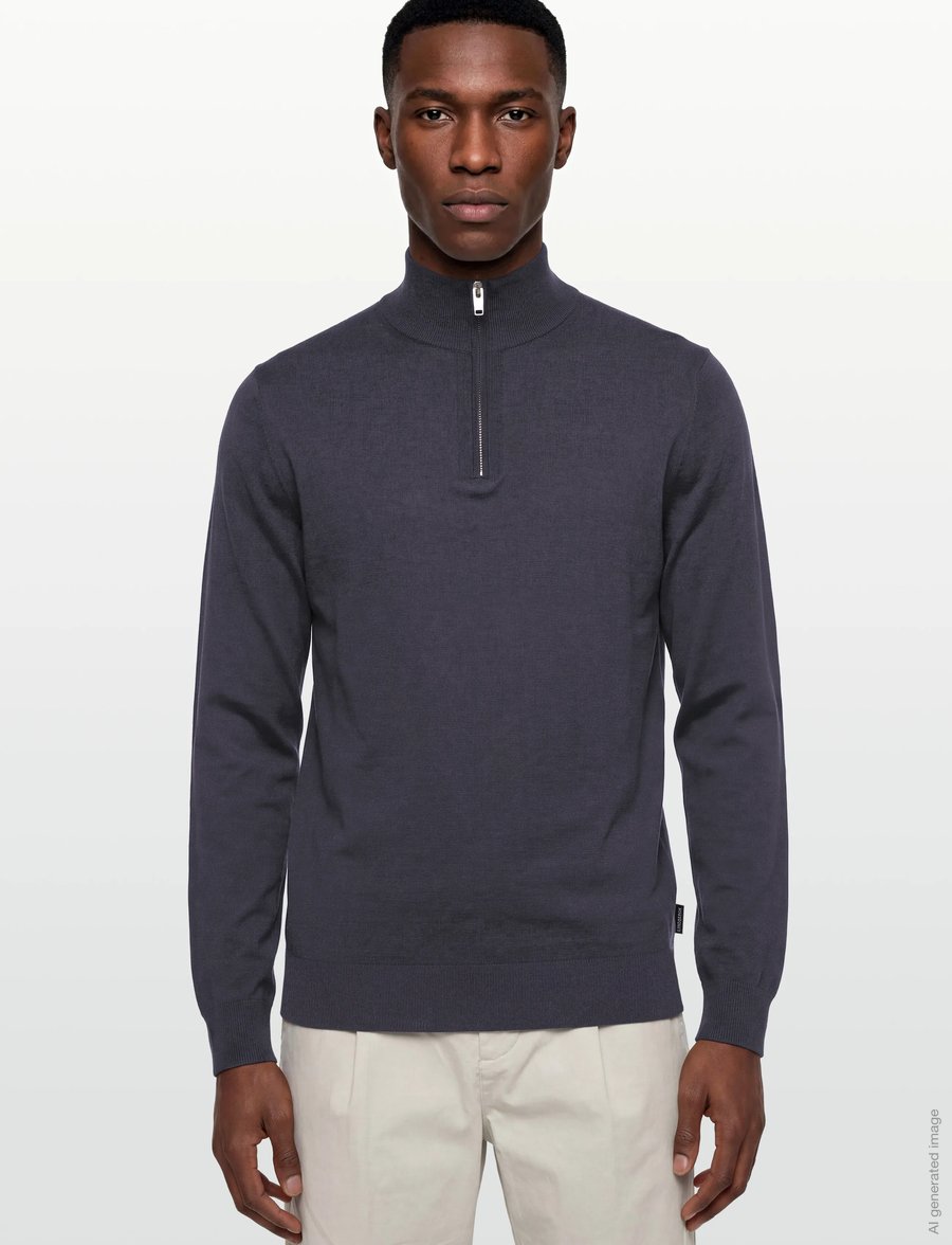 Lindbergh - Half zip with high neck - pullover mit halbem reißverschluss - dk grey - 3