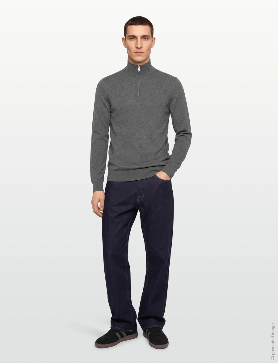 Lindbergh - Half zip with high neck - pullover mit halbem reißverschluss - grey - 0