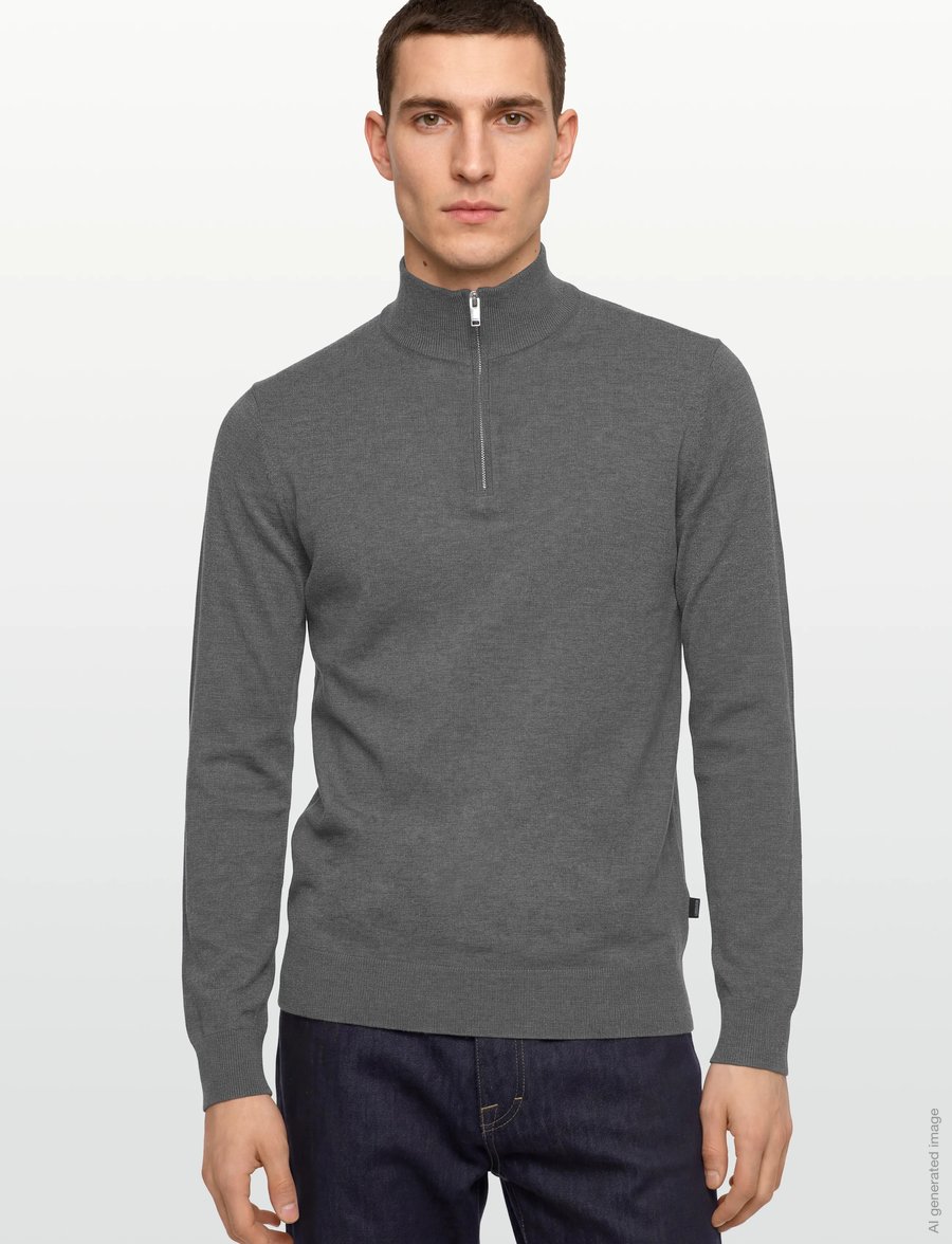 Lindbergh - Half zip with high neck - pullover mit halbem reißverschluss - grey - 3