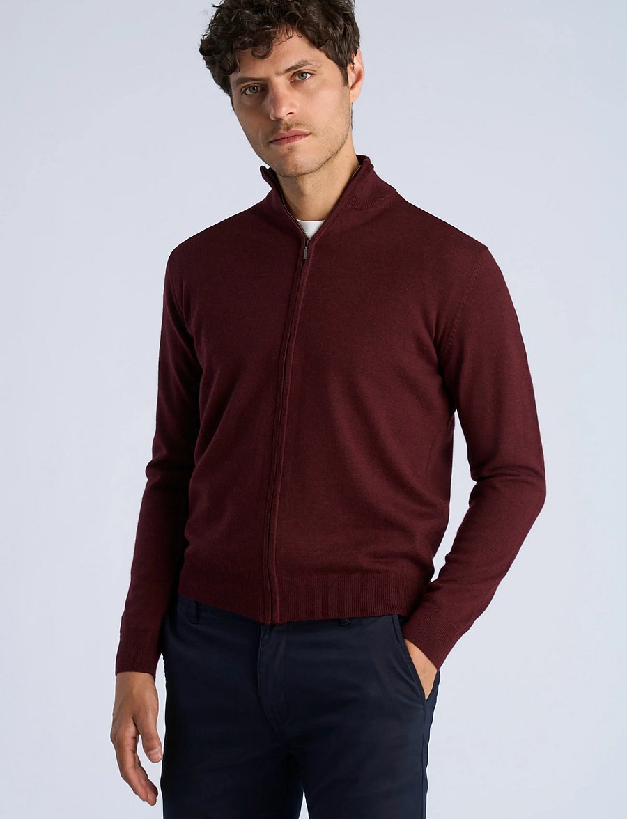 Lindbergh - CHAQUETA CREMALLERA - fullzip strik - dark wine - 3