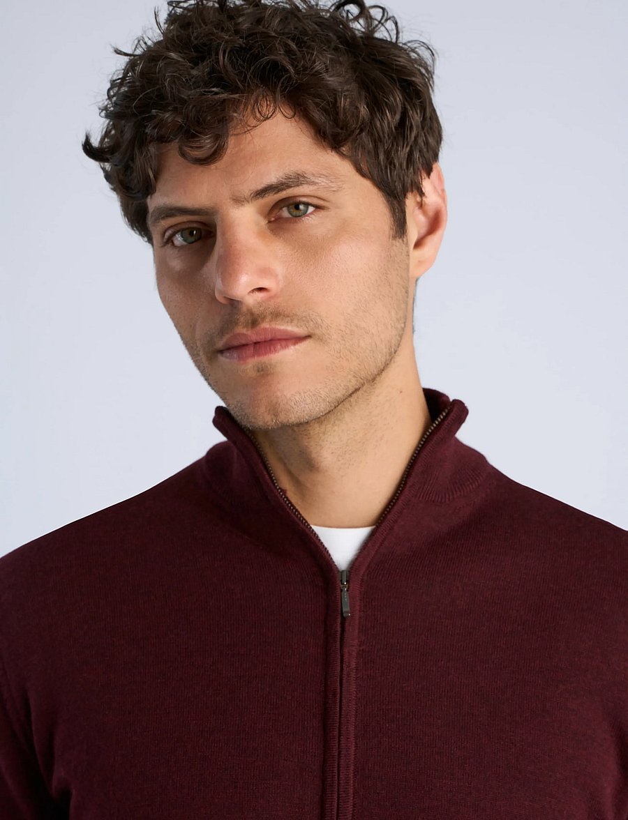 Lindbergh - CHAQUETA CREMALLERA - fullzip strik - dark wine - 5