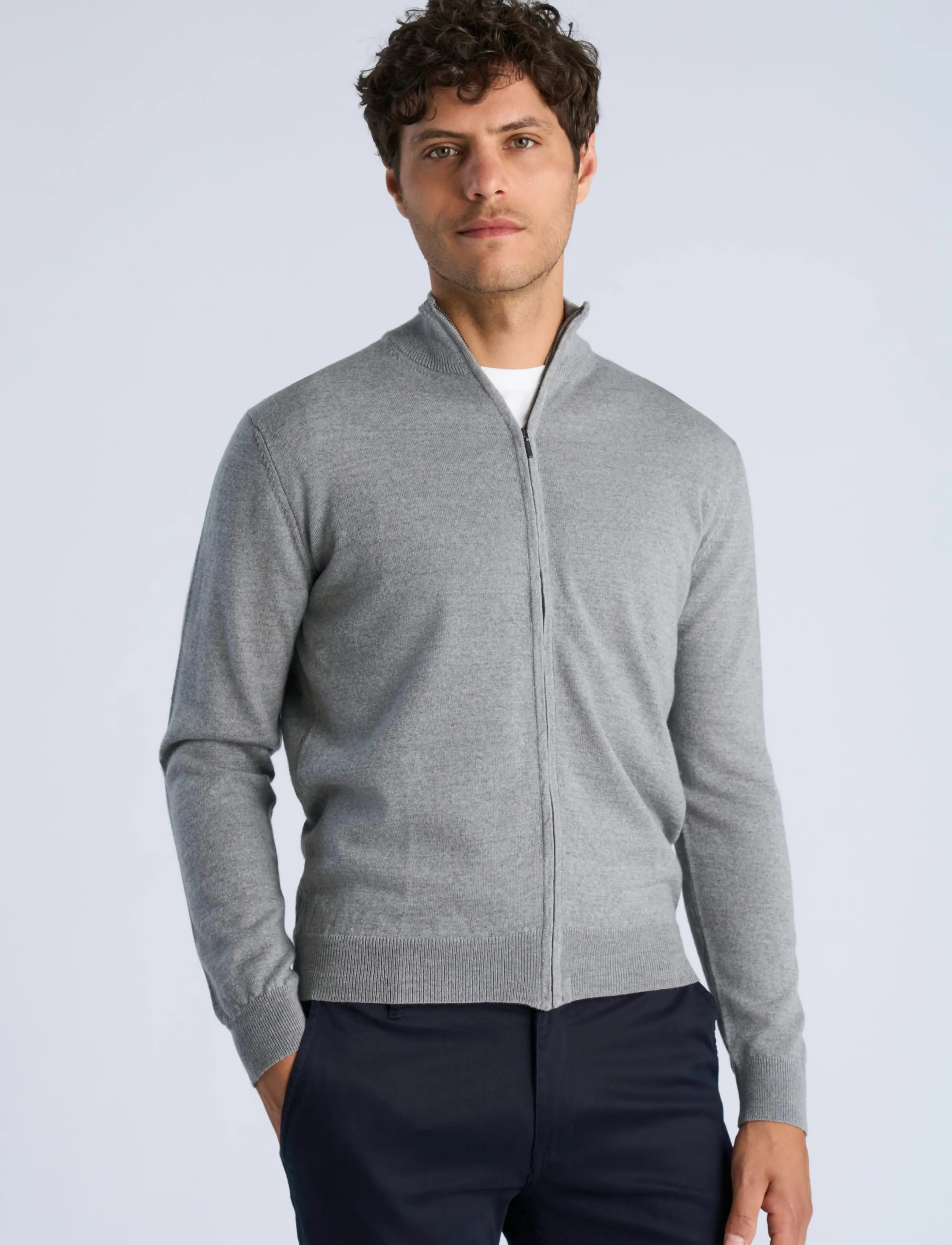 Lindbergh - CHAQUETA CREMALLERA - fullzip strik - light grey - 3