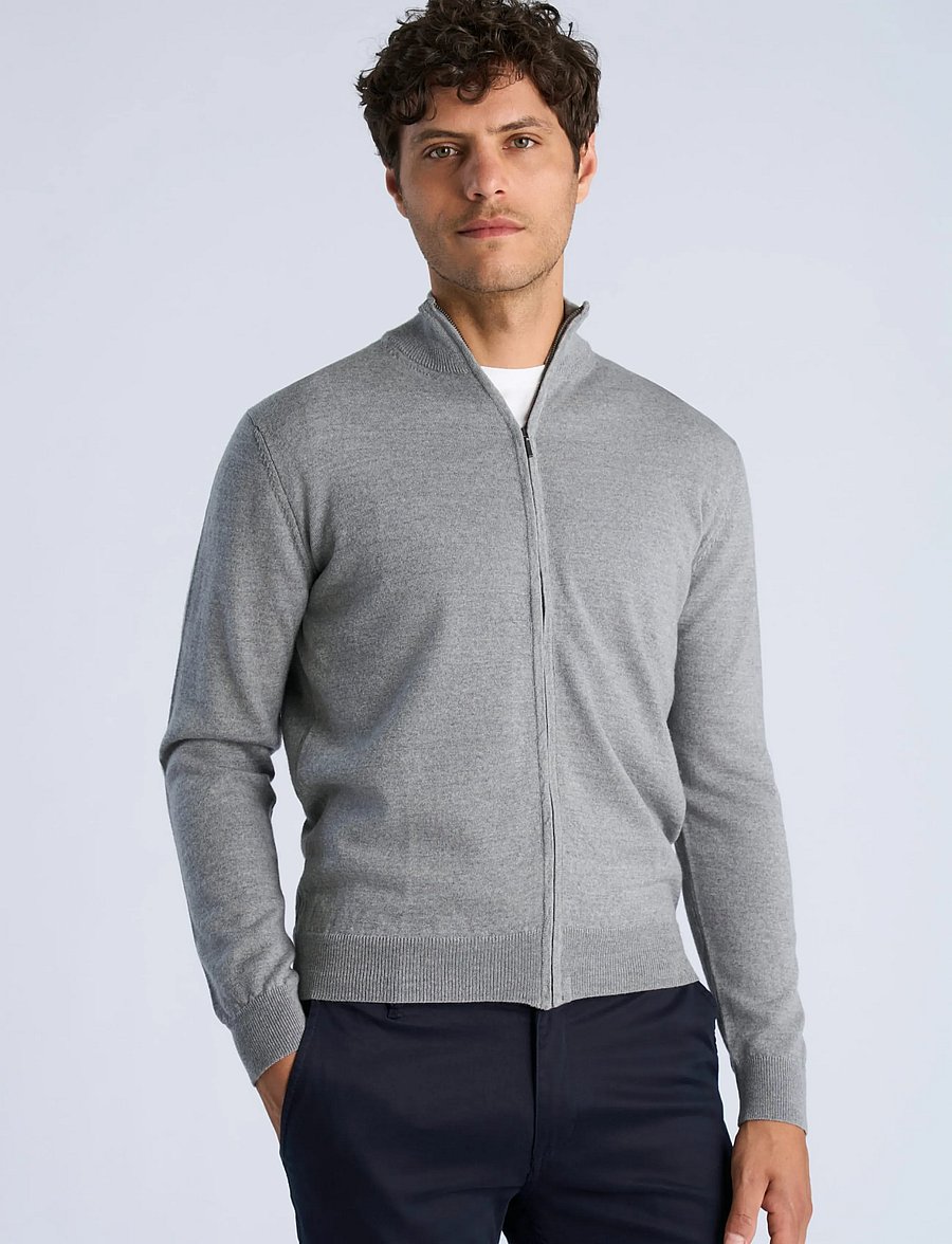 Lindbergh - CHAQUETA CREMALLERA - fullzip strik - light grey - 3