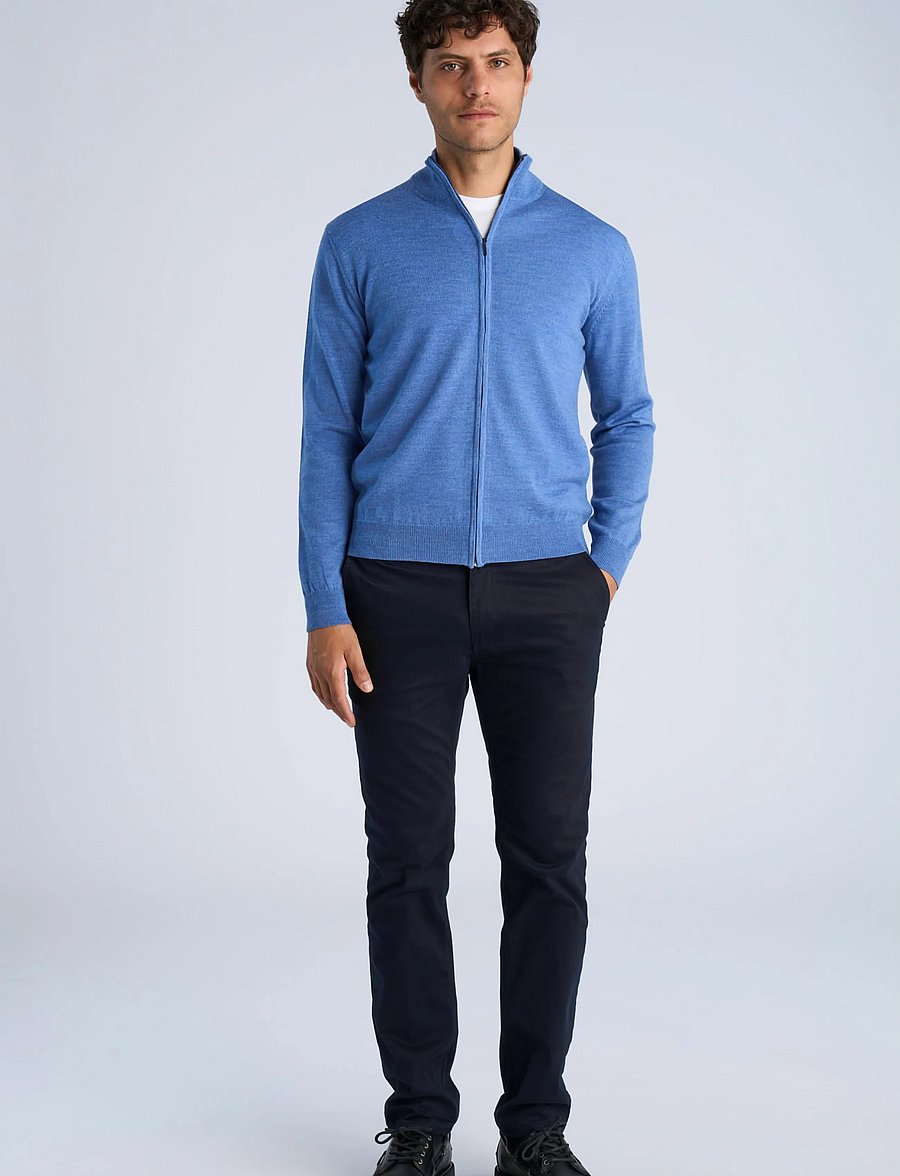 Lindbergh - CHAQUETA CREMALLERA - fullzip strik - mid blue - 0