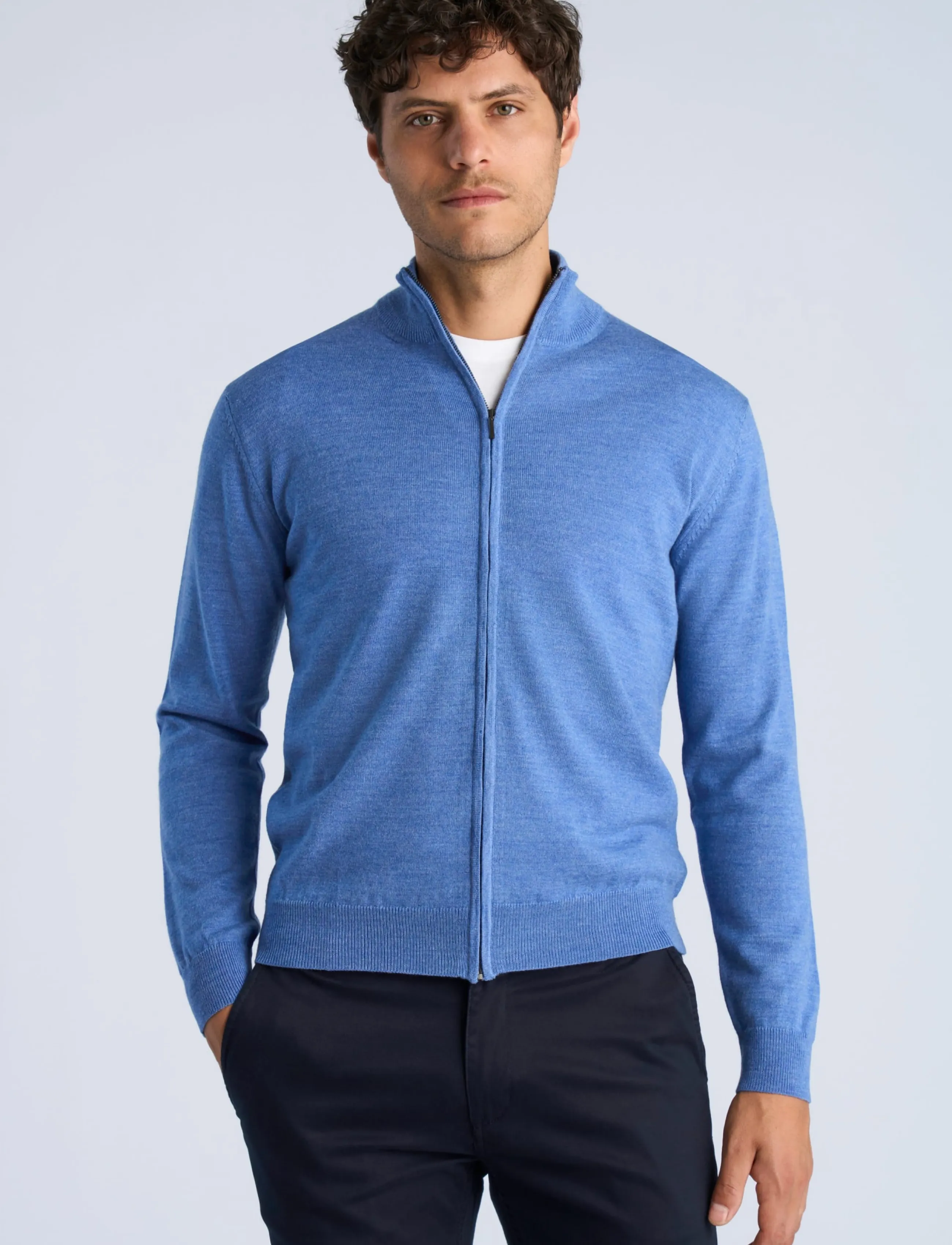 Lindbergh - CHAQUETA CREMALLERA - fullzip strik - mid blue - 3