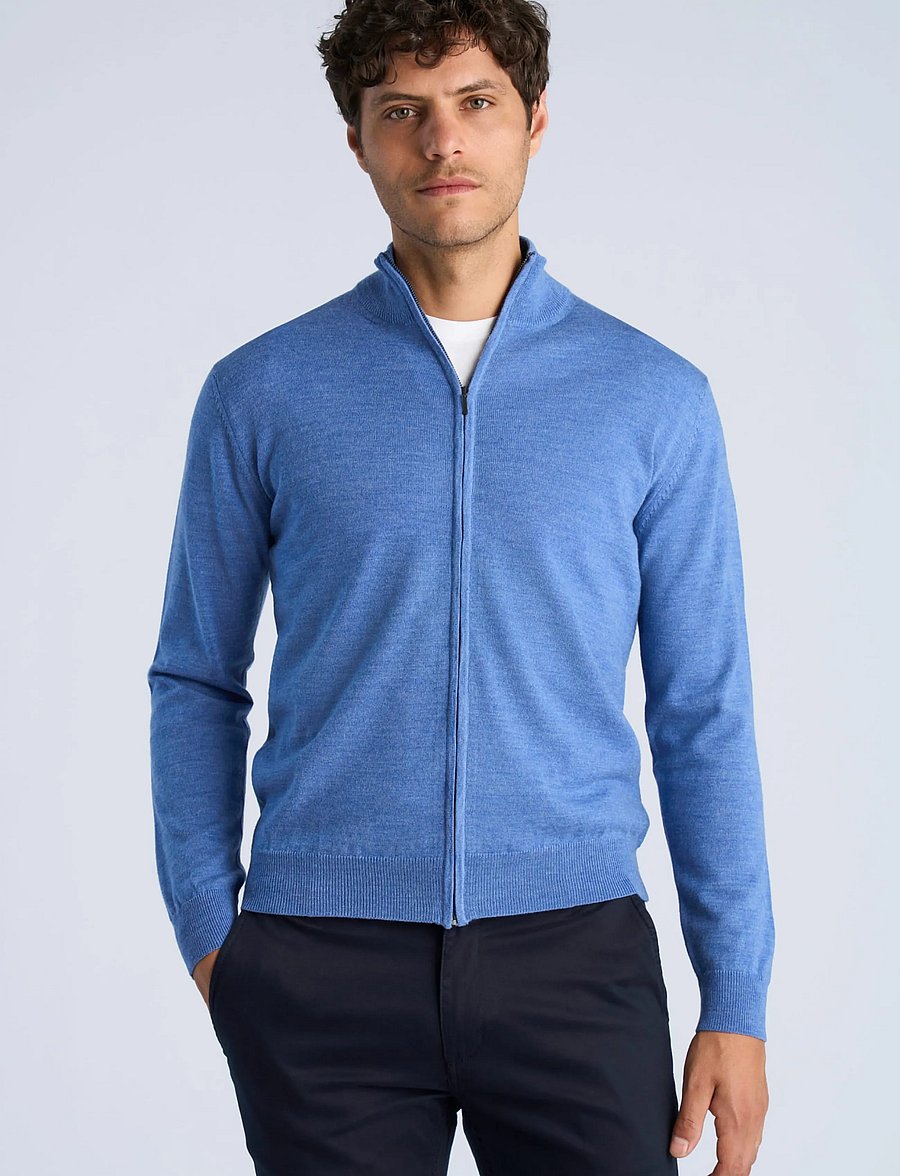 Lindbergh - CHAQUETA CREMALLERA - fullzip strik - mid blue - 3