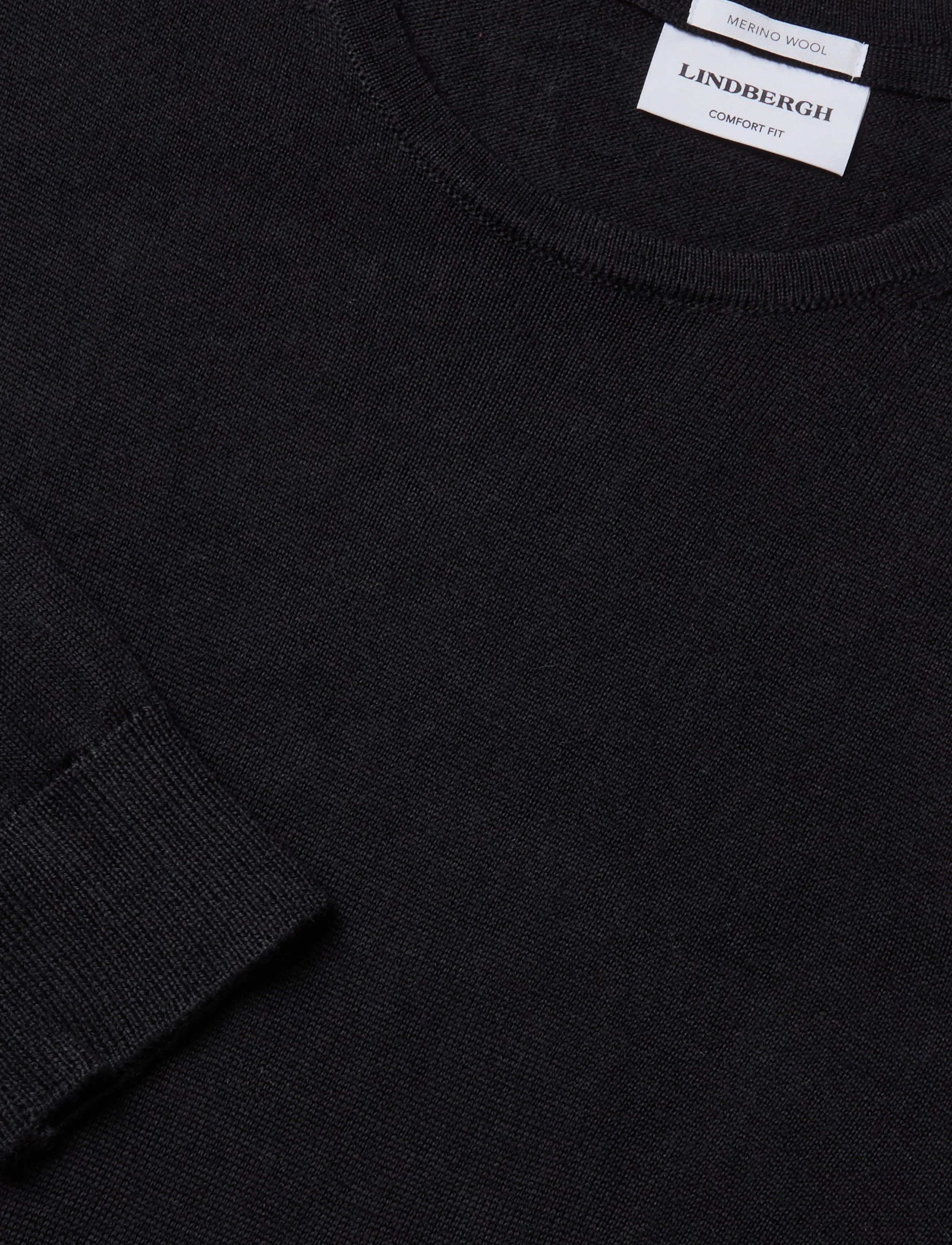 Lindbergh - Merino blend o-neck knit - herbstliche kleidung - black - 2
