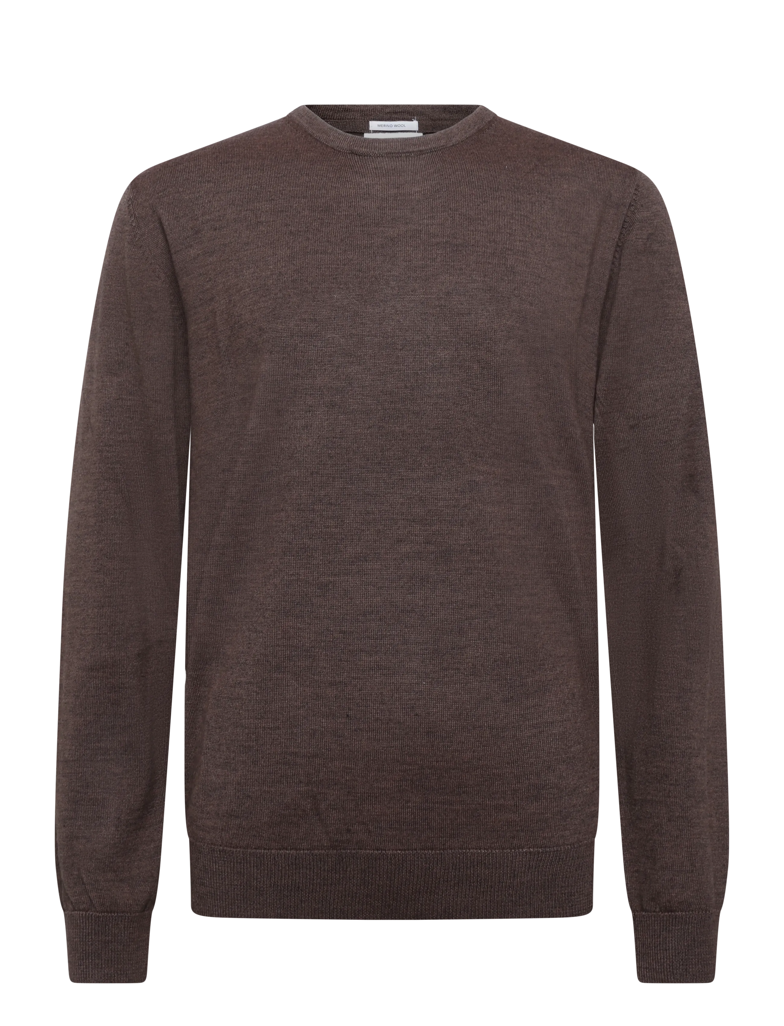 Lindbergh Merino blend o-neck knit - Rudens apģērbi - DK BROWN MEL / brown