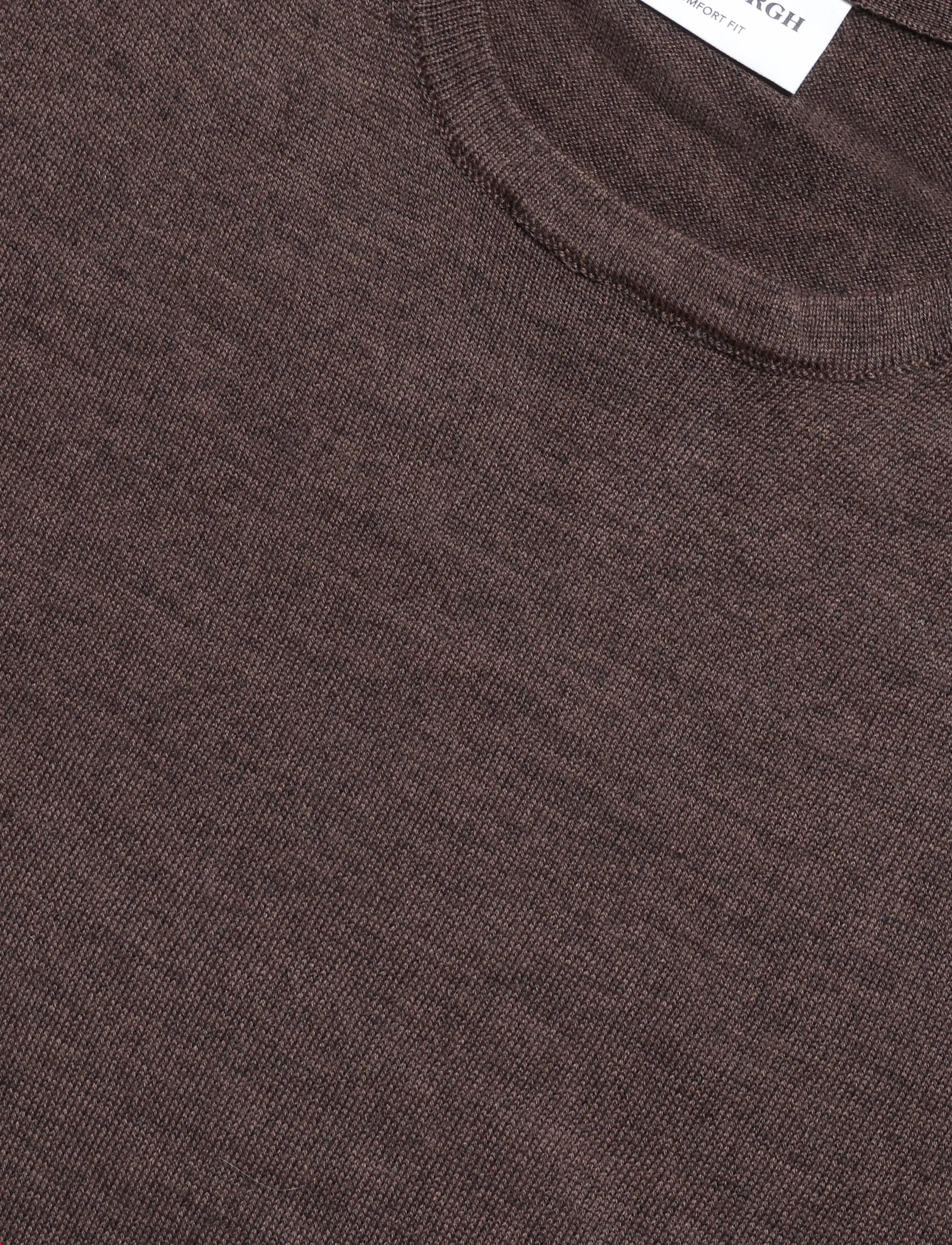 Lindbergh - Merino blend o-neck knit - herbstliche kleidung - dk brown mel - 2