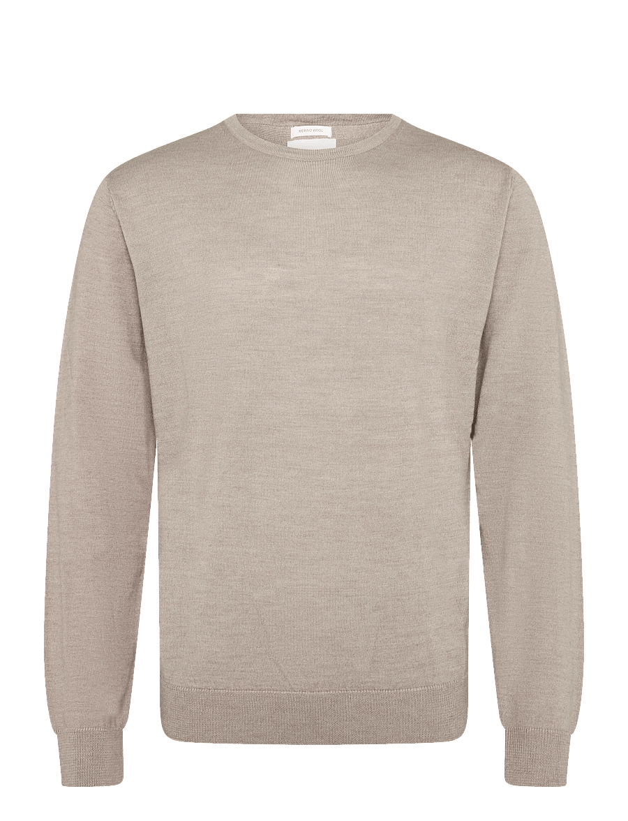 Lindbergh - Merino blend o-neck knit - rudens drabužiai - dk sand - 0