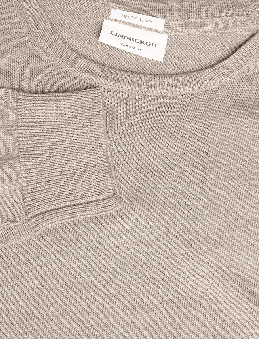 Lindbergh - Merino blend o-neck knit - rudens drabužiai - dk sand - 2