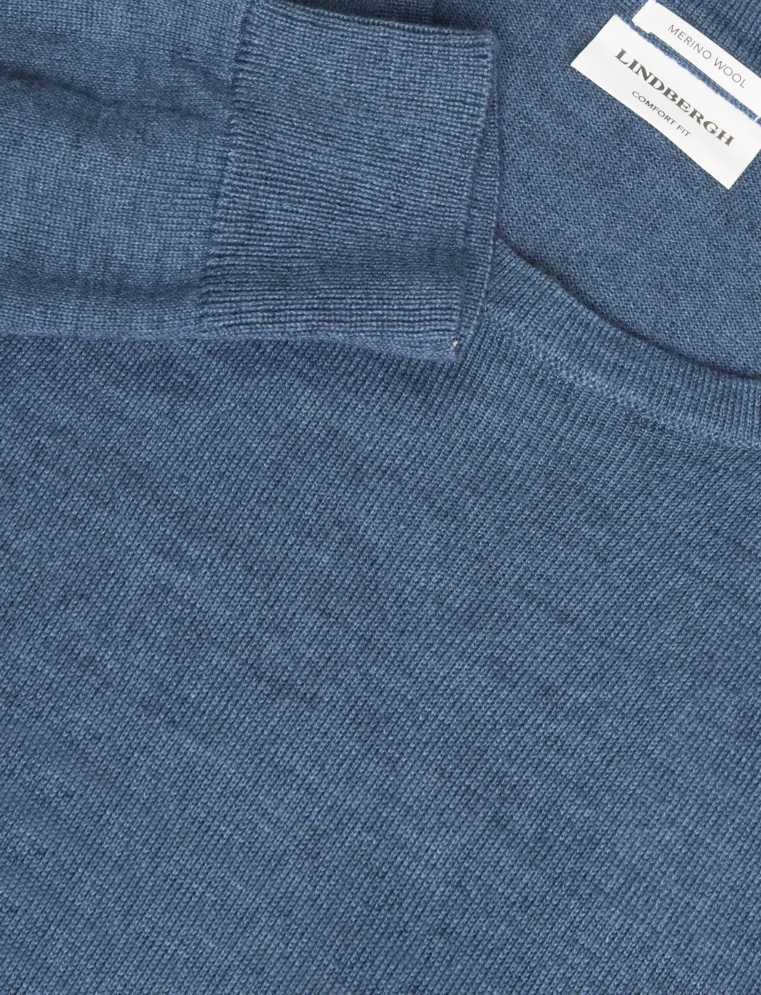 Lindbergh - Merino blend o-neck knit - höstkläder - dusty blue mel - 2
