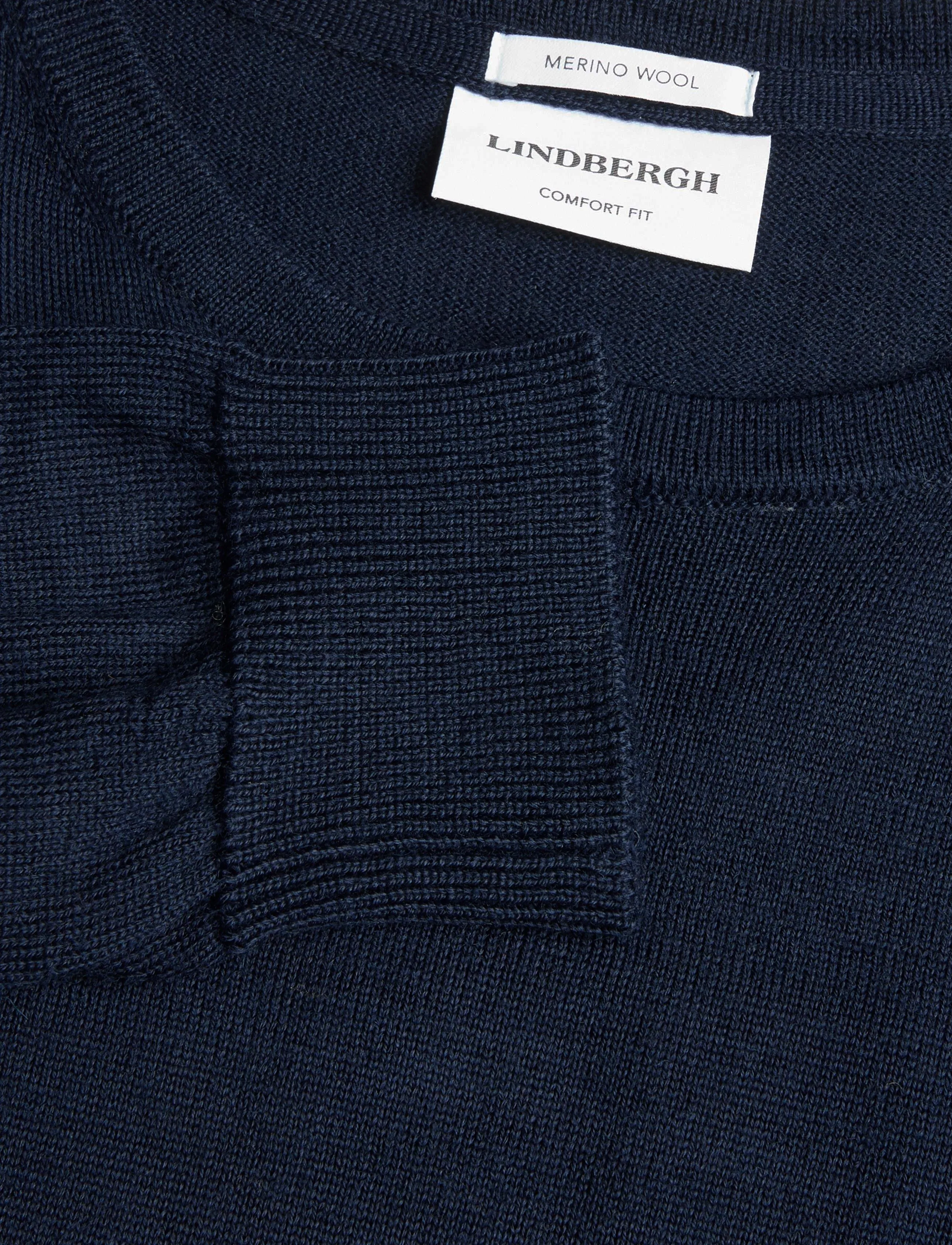 Lindbergh - Merino blend o-neck knit - efterårstøj - navy - 2