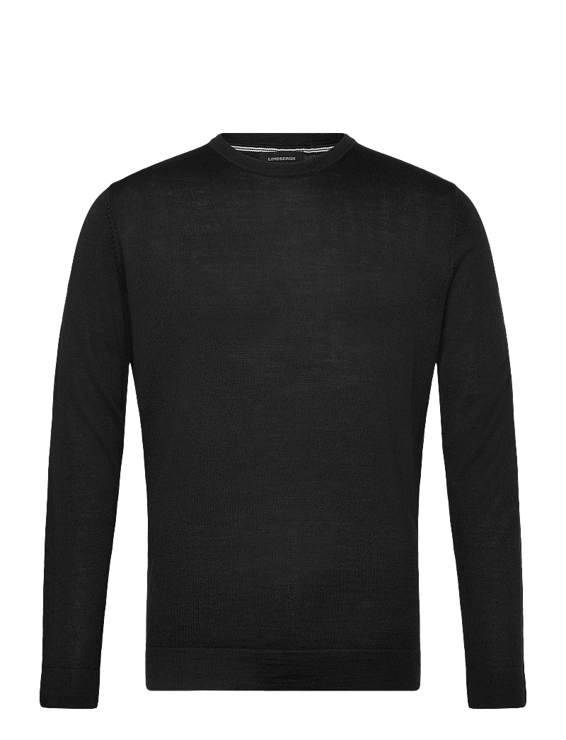 Lindbergh - Merino blend o-neck knit - rundhals - black - 0