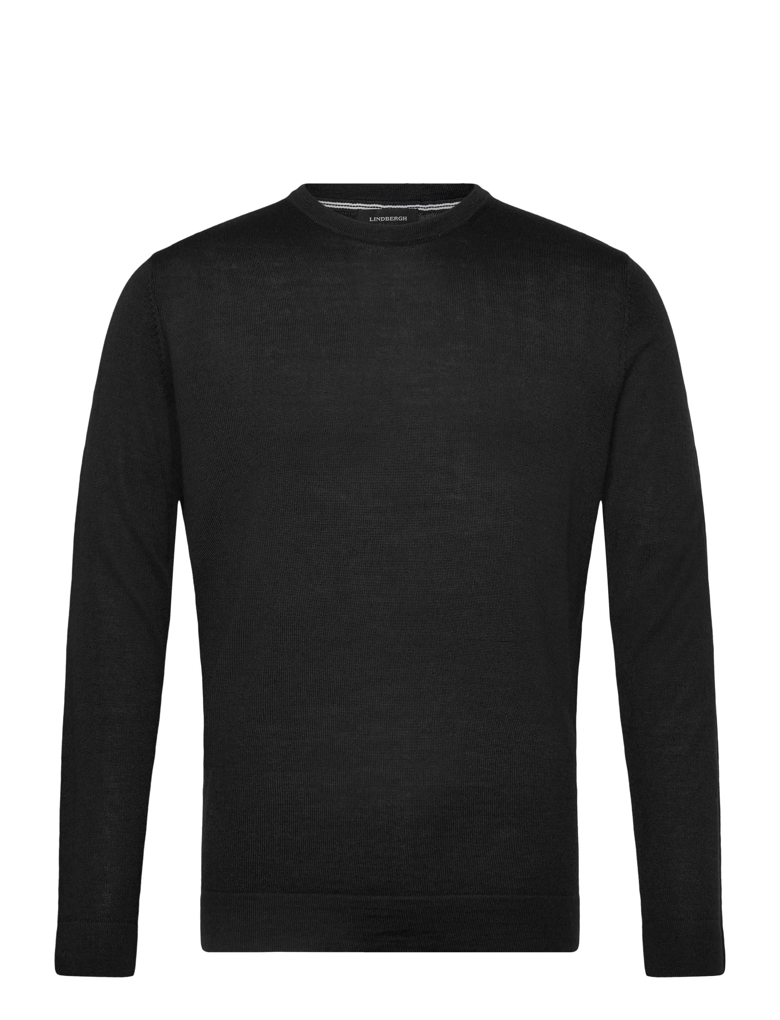 Lindbergh Merino blend o-neck knit - Rundhals - BLACK / black