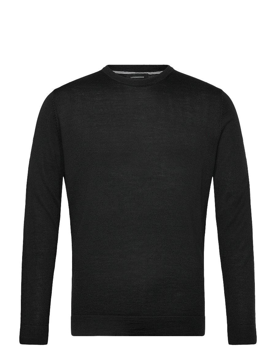 Lindbergh - Merino blend o-neck knit - rundhals - black - 0