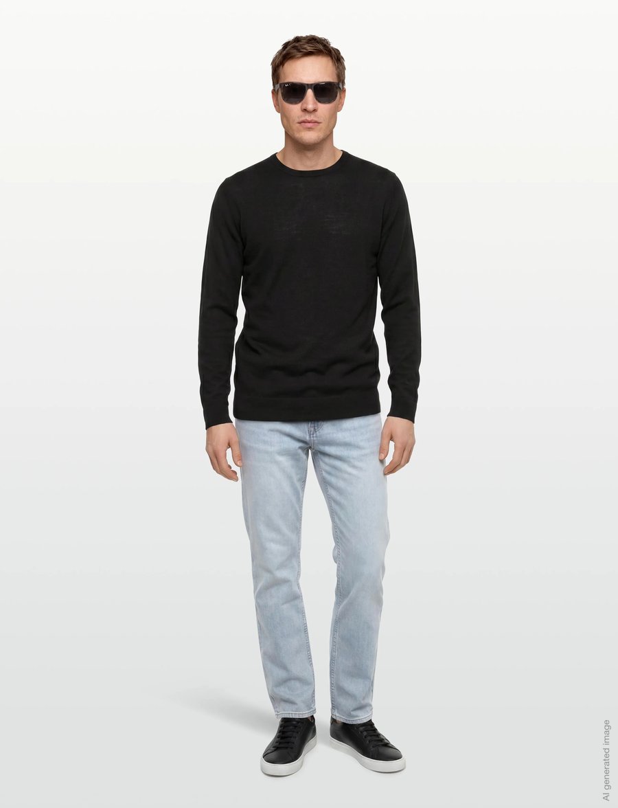 Lindbergh - Merino blend o-neck knit - rundhals - black - 0