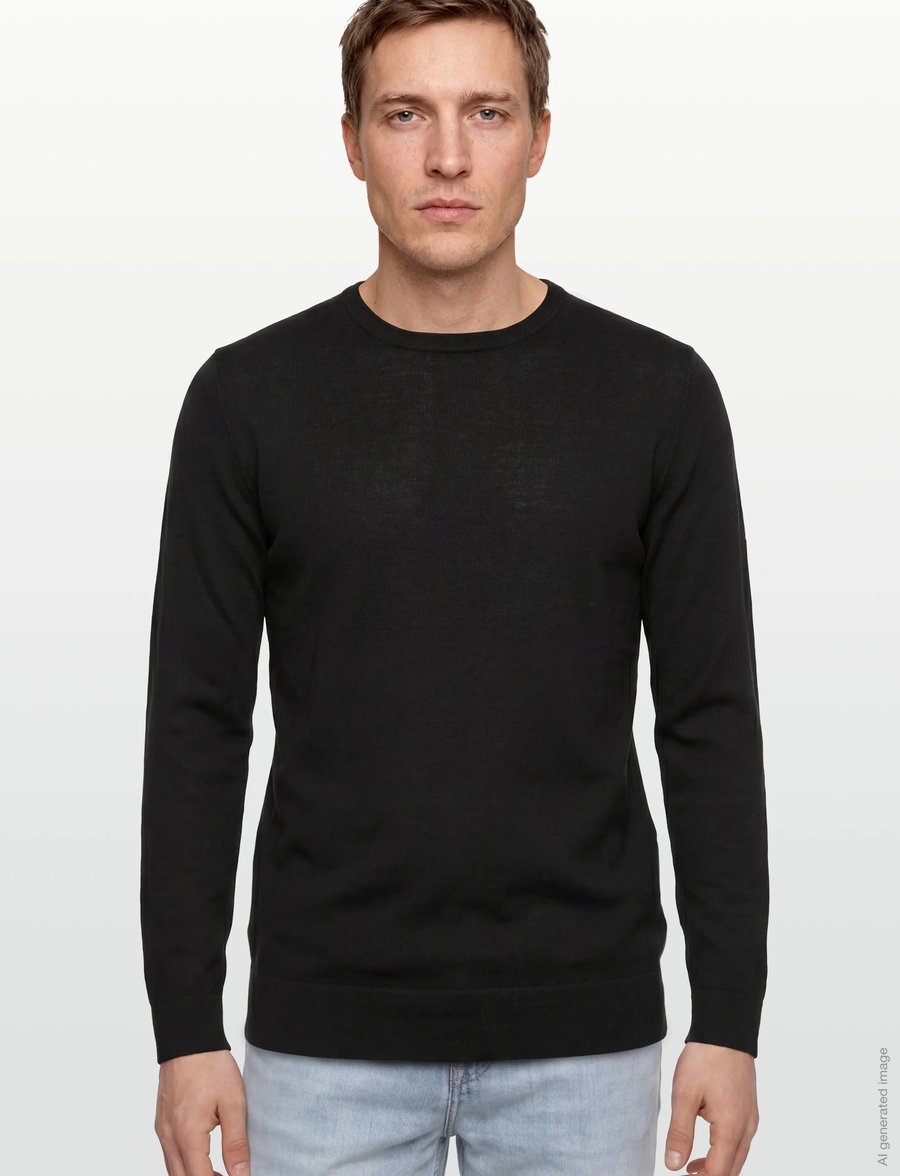 Lindbergh - Merino blend o-neck knit - rundhals - black - 3