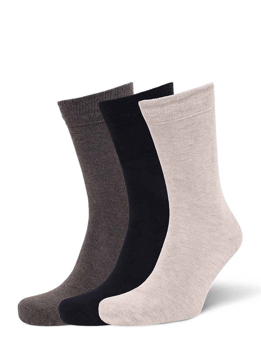 Lindbergh - 3 pk bamboo sock - tennissocken - black brown - 0