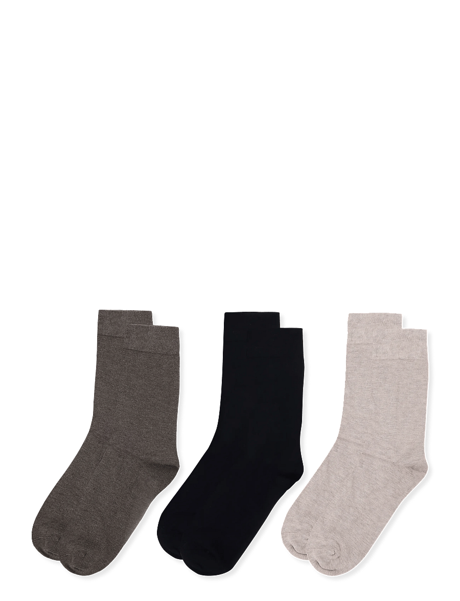 Lindbergh - 3 pk bamboo sock - tennissocken - black brown - 1