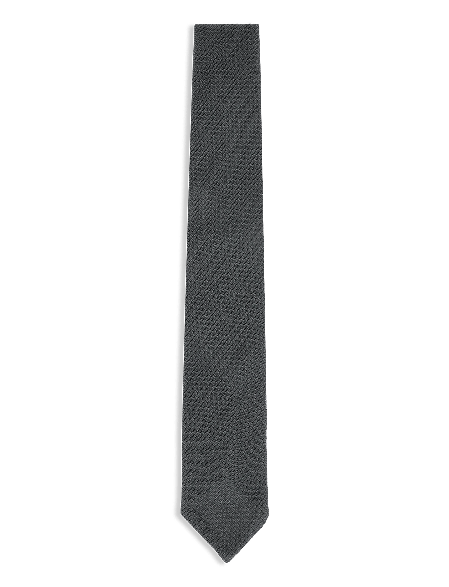Lindbergh - Unlined grenadine tie 7,5 cm - ties - dk green - 0