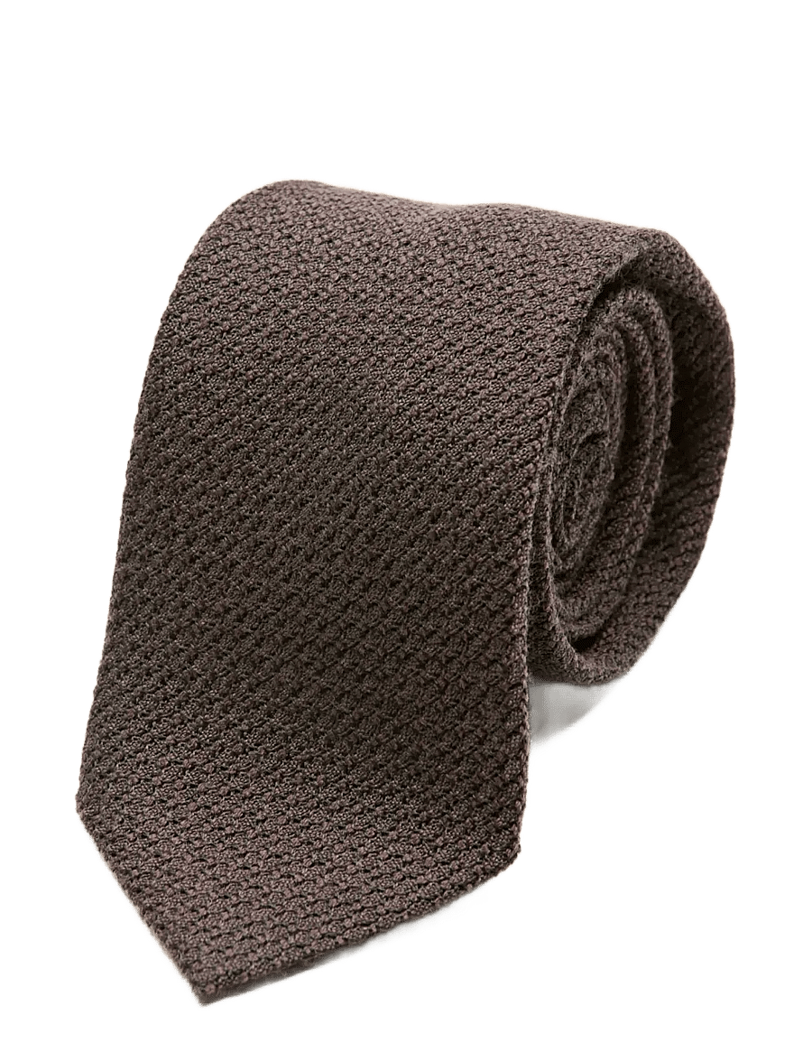 Lindbergh - Unlined grenadine tie 7,5 cm - krawatten - mocca - 0