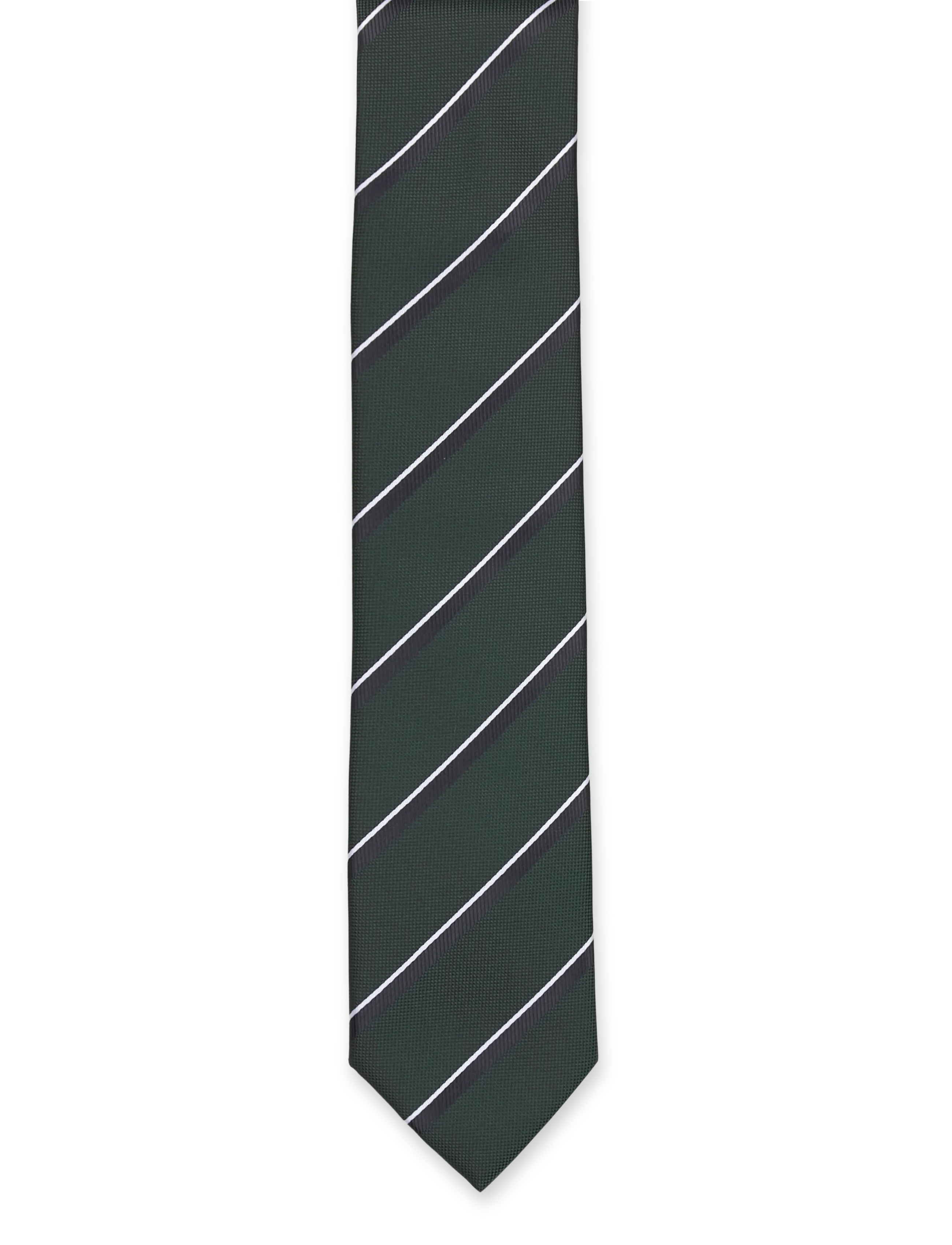 Lindbergh Polyester tie with stripe 7 cm - Inspiration - DK GREEN / green