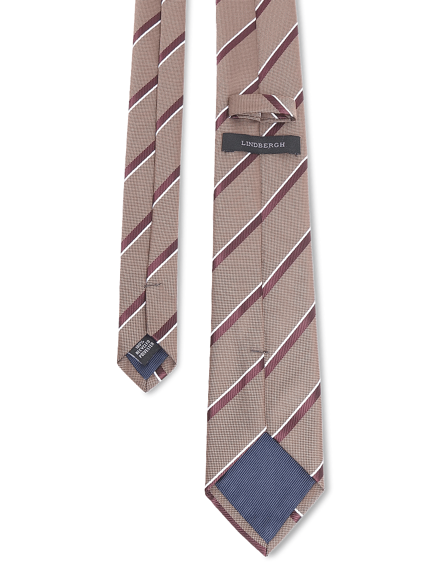 Lindbergh - Polyester tie with stripe 7 cm - krawatten - dk sand - 1
