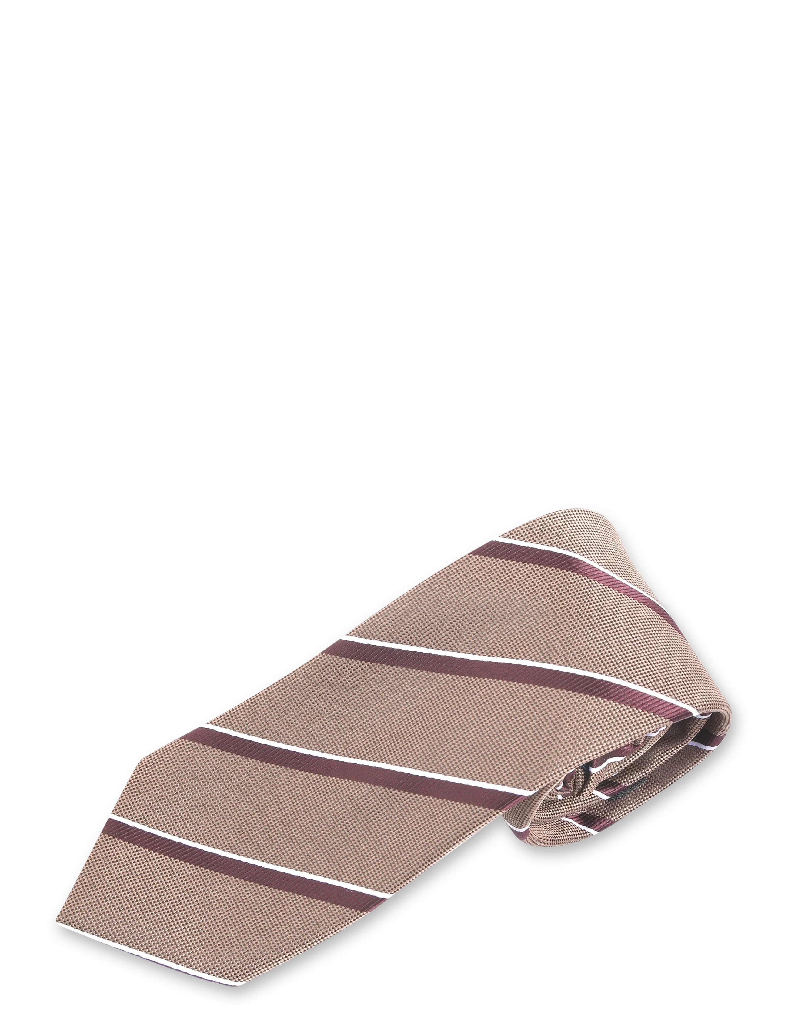Lindbergh - Polyester tie with stripe 7 cm - dk sand - 2