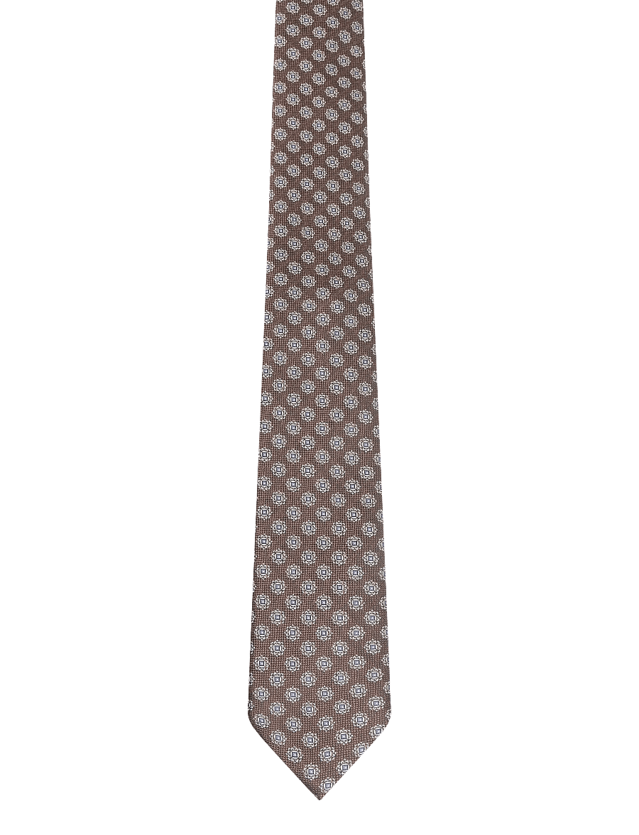 Lindbergh - Polyester tie with pattern 7 cm - ties - brown - 0