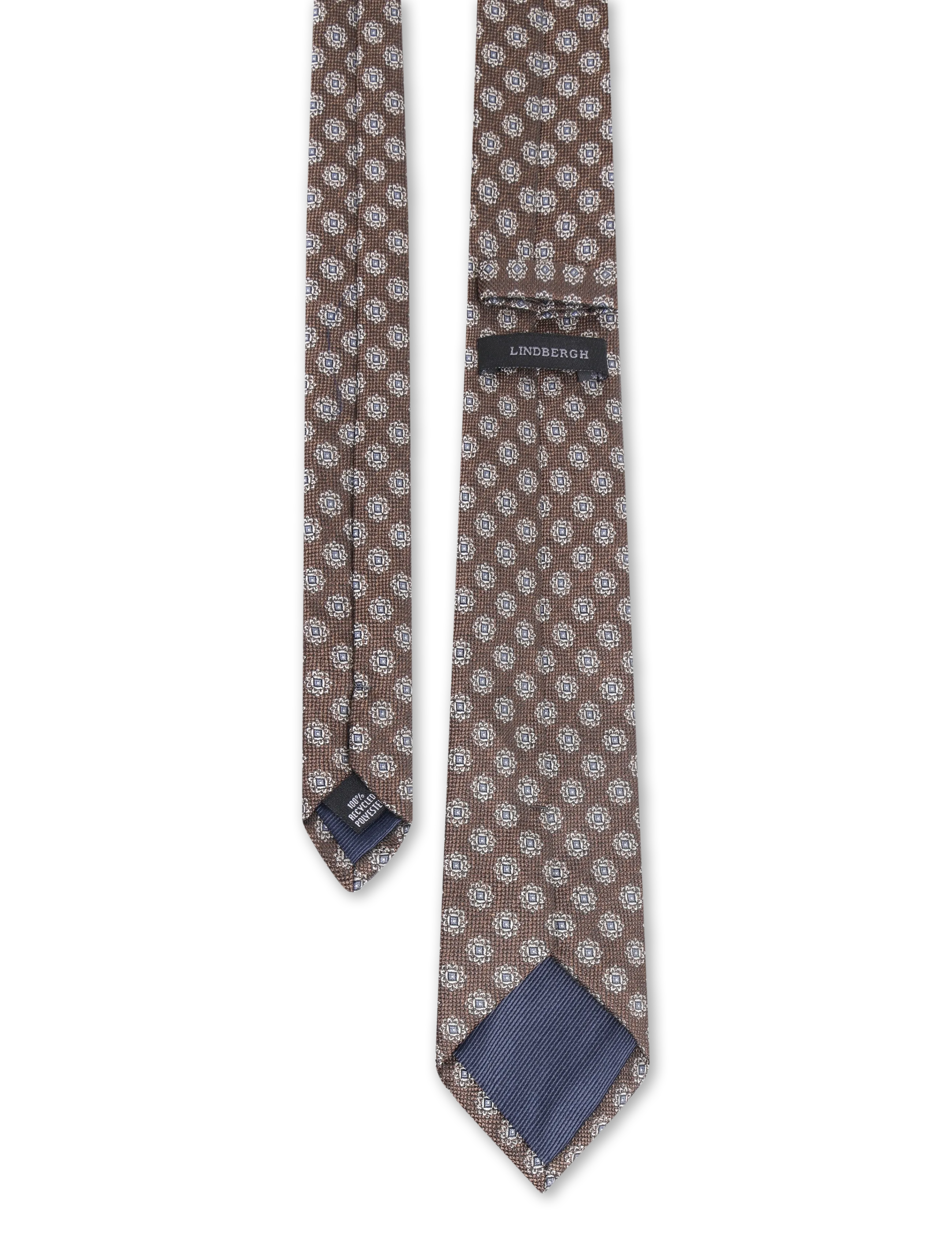 Lindbergh - Polyester tie with pattern 7 cm - ties - brown - 1