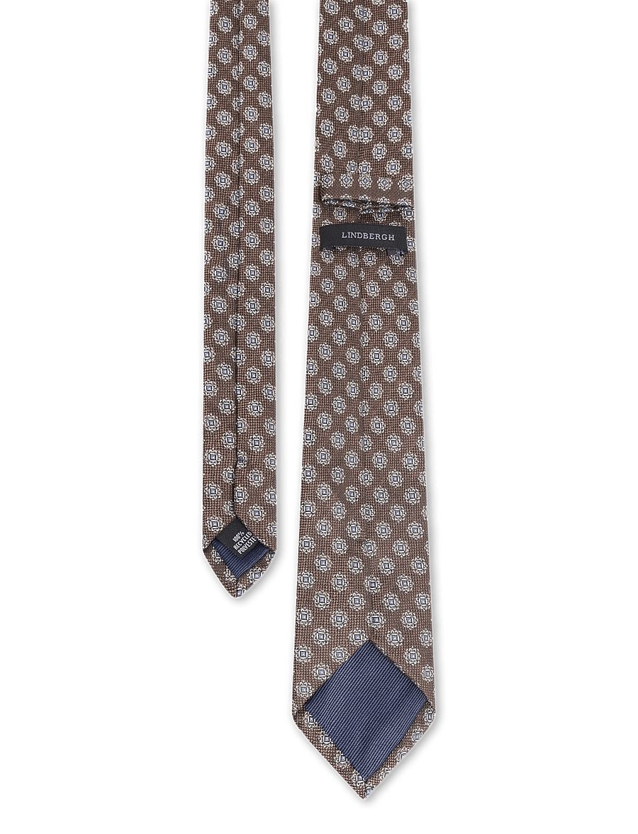 Lindbergh - Polyester tie with pattern 7 cm - ties - brown - 1