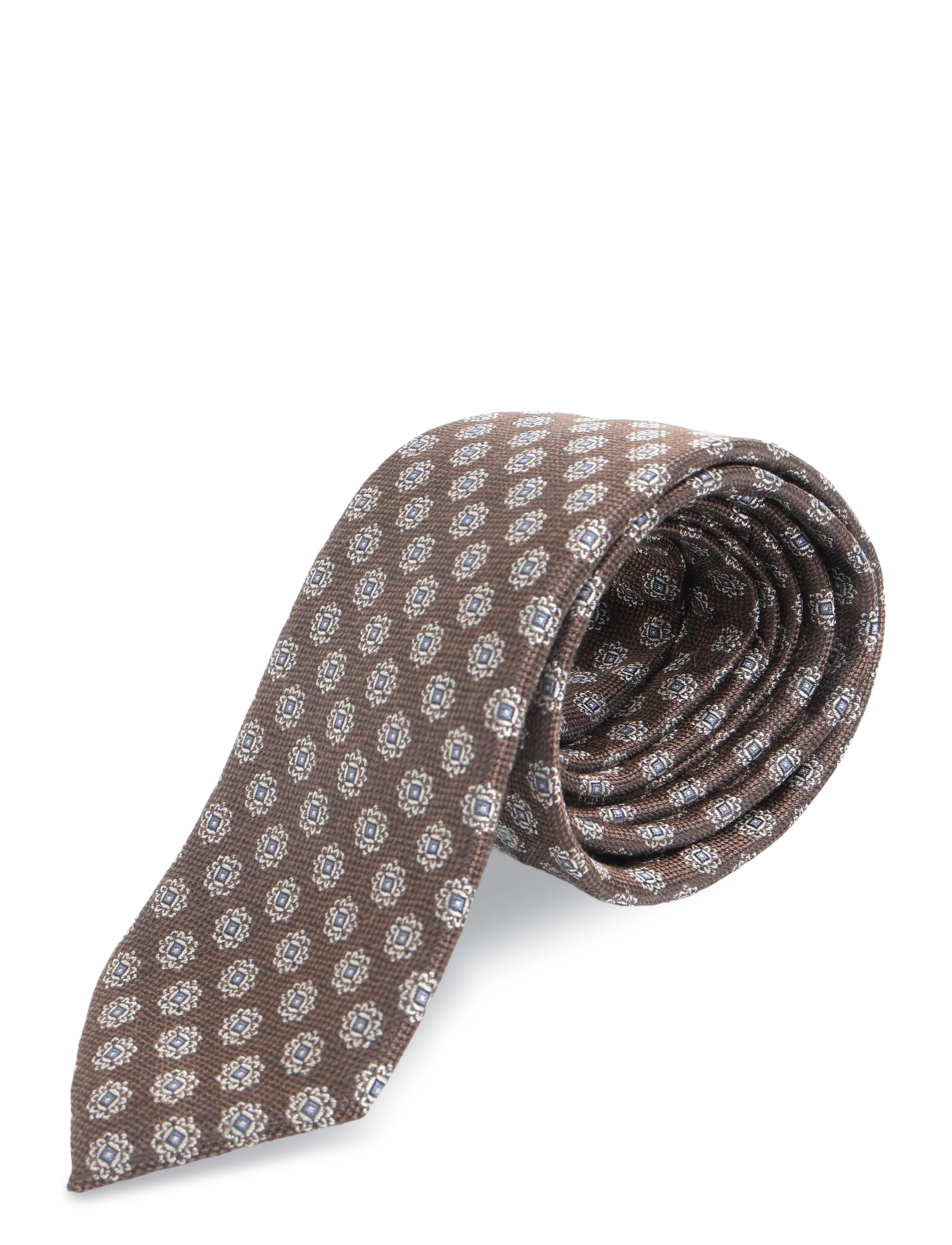 Lindbergh - Polyester tie with pattern 7 cm - ties - brown - 2