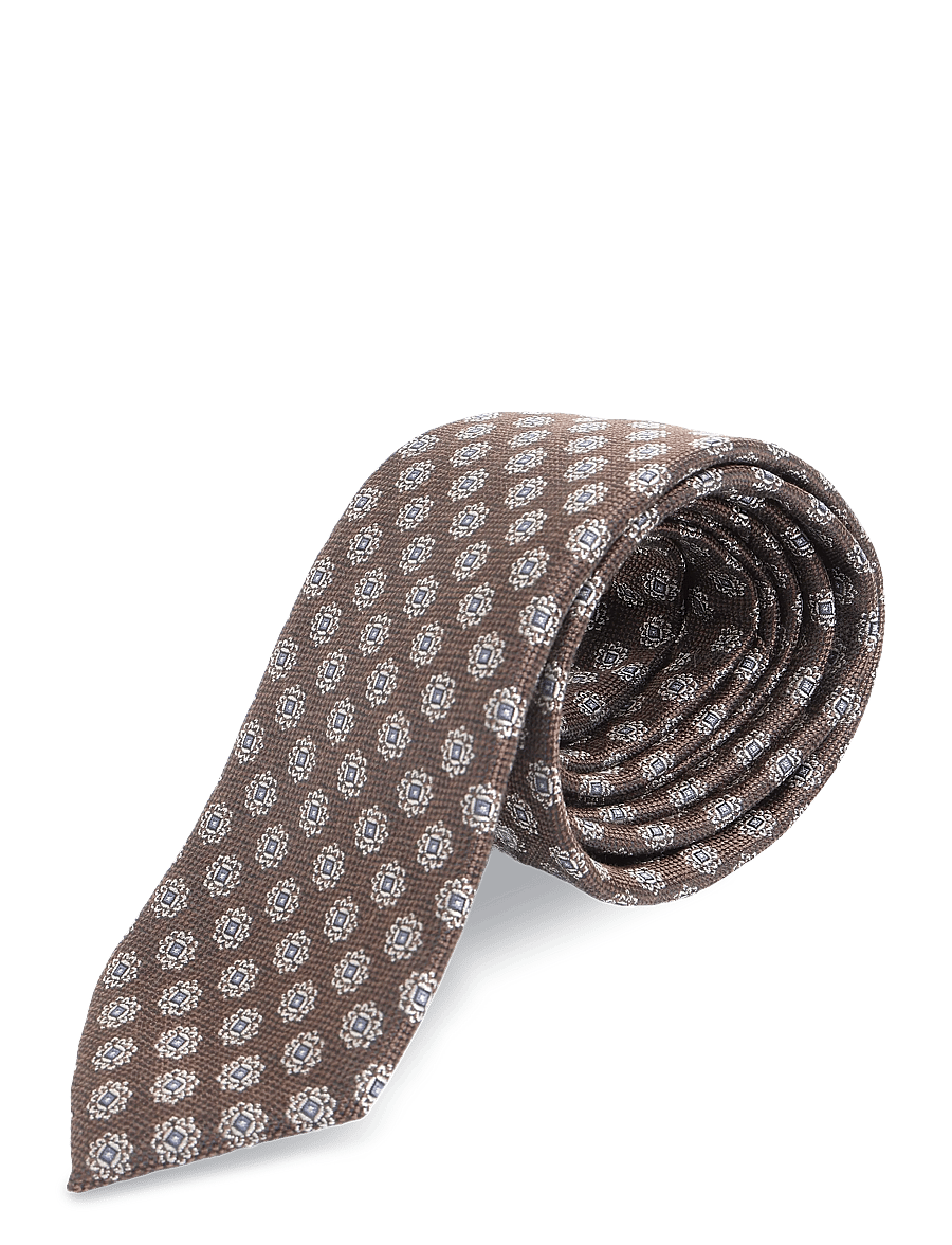 Lindbergh - Polyester tie with pattern 7 cm - ties - brown - 2