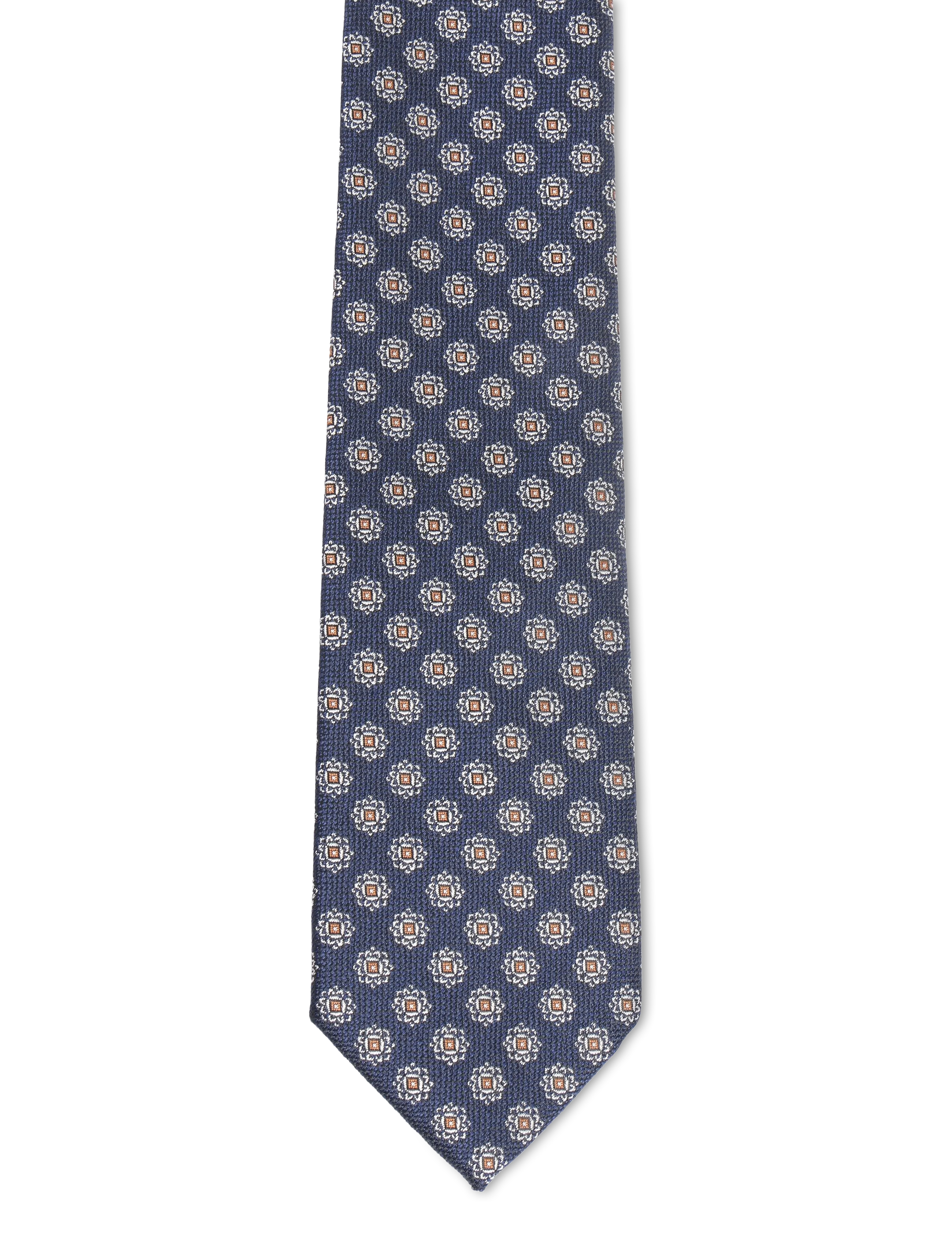 Lindbergh Polyester tie with pattern 7 cm - Kollektioner - DK BLUE / navy