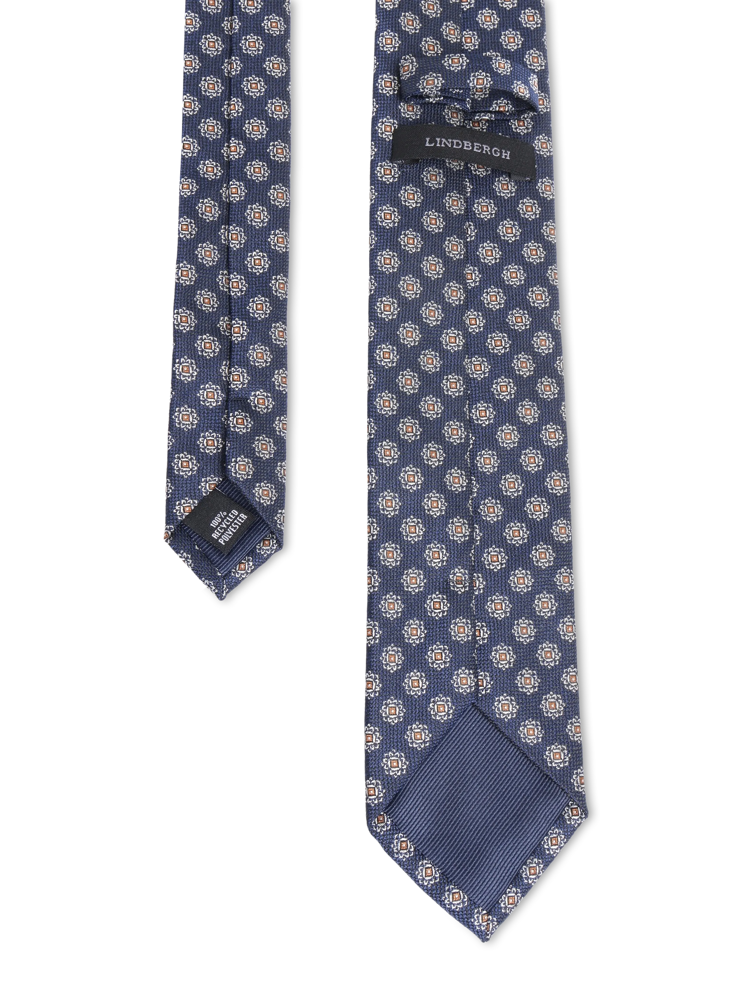 Lindbergh - Polyester tie with pattern 7 cm - dk blue - 1