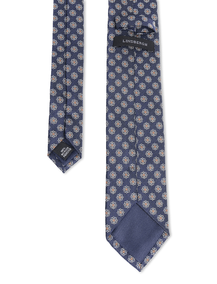 Lindbergh - Polyester tie with pattern 7 cm - slipsar - dk blue - 1