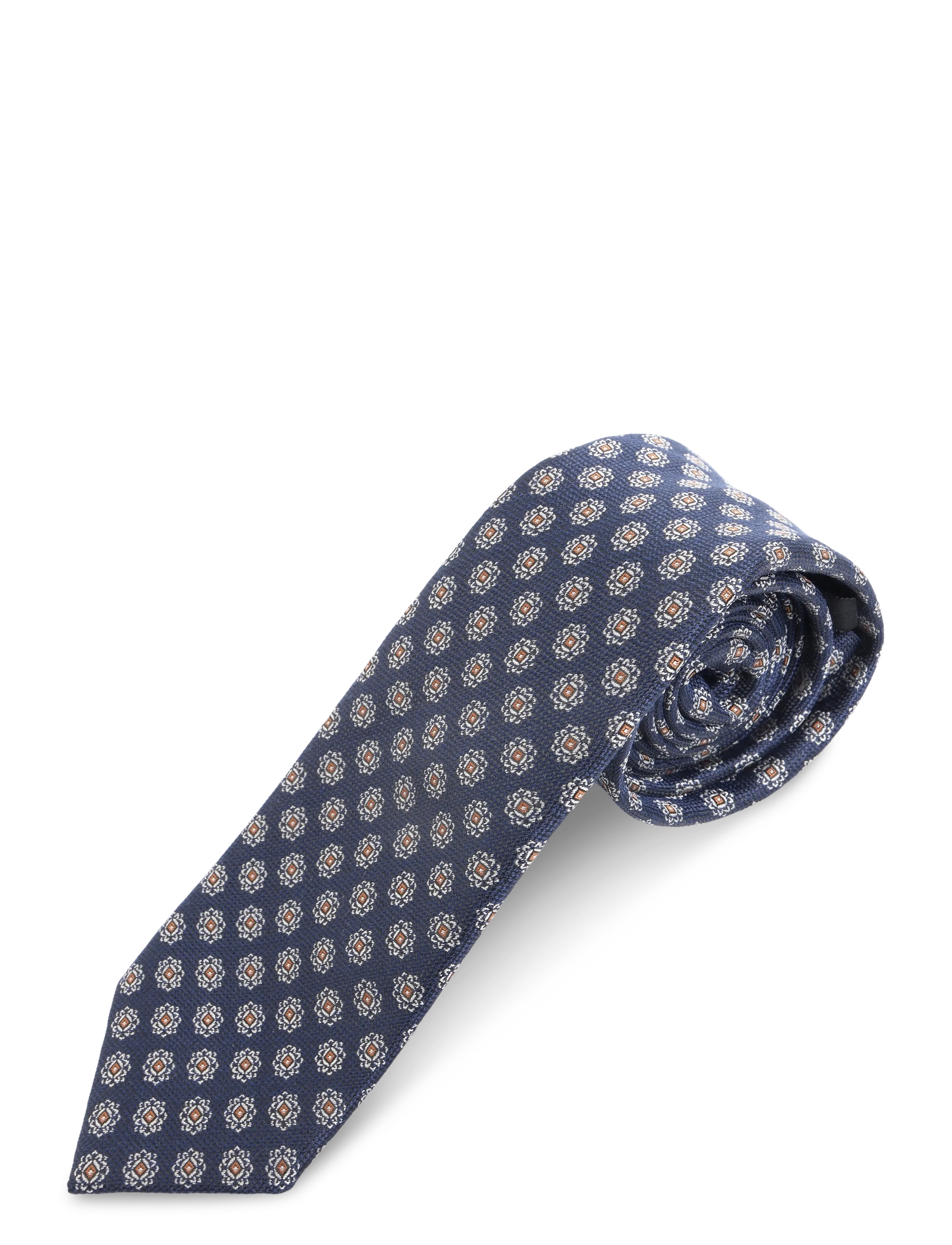 Lindbergh - Polyester tie with pattern 7 cm - dk blue - 2