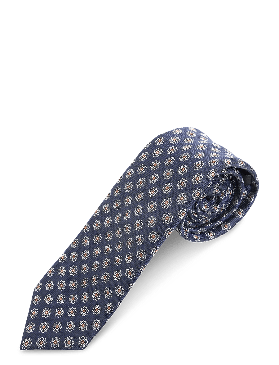 Lindbergh - Polyester tie with pattern 7 cm - slipsar - dk blue - 2