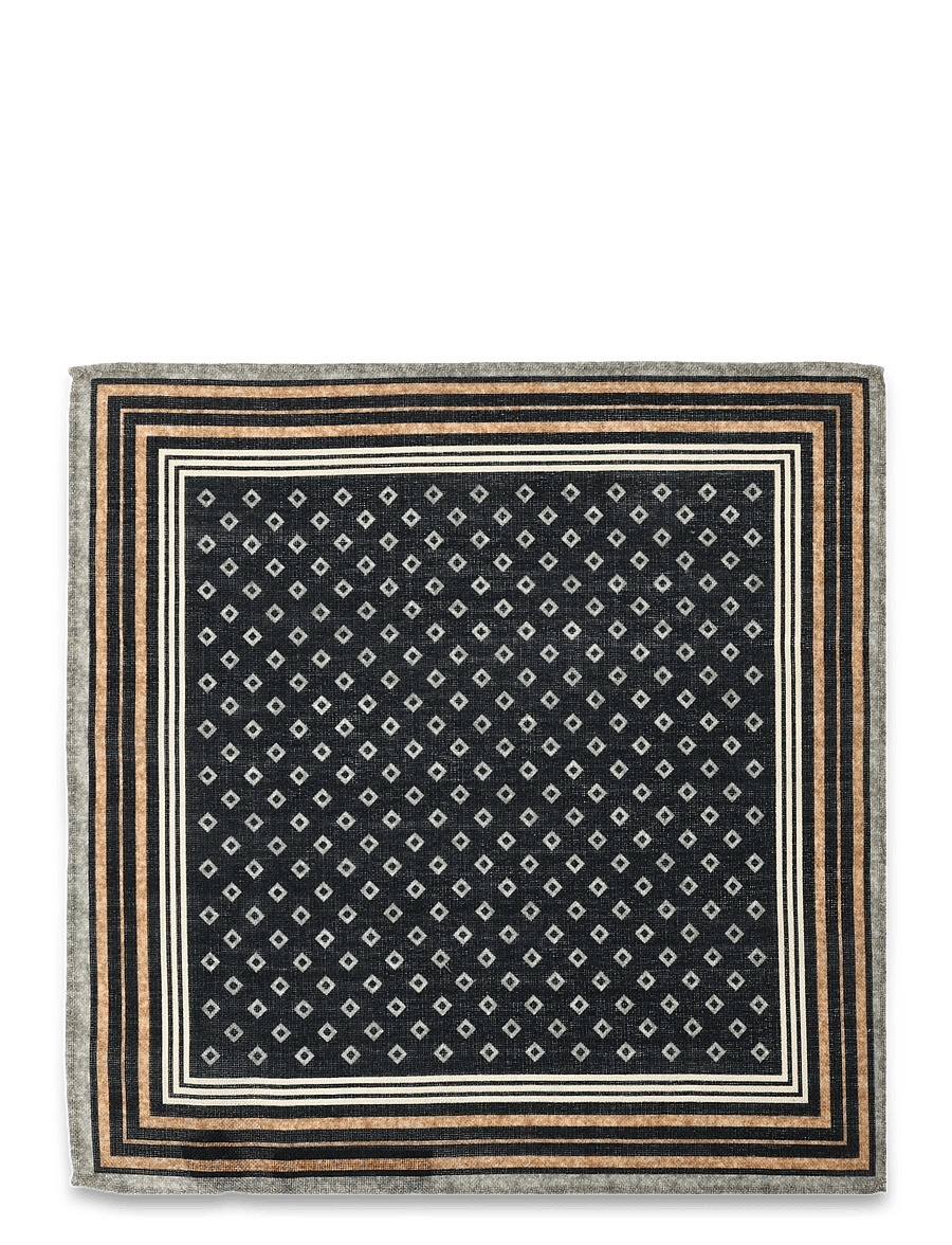 Lindbergh - Wool hankie with pattern - einstecktücher - black - 0