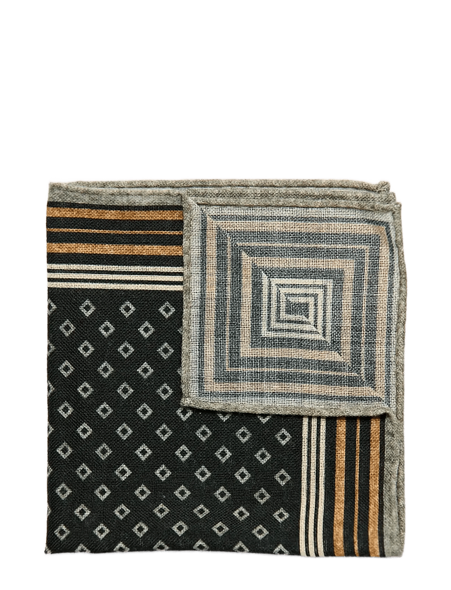 Lindbergh - Wool hankie with pattern - lommeklude - black - 0