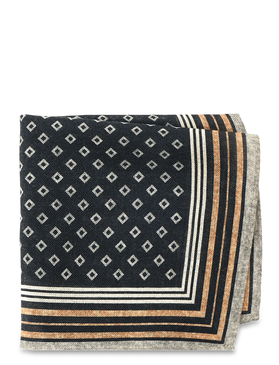 Lindbergh - Wool hankie with pattern - einstecktücher - black - 1