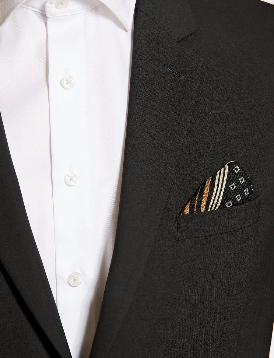 Lindbergh - Wool hankie with pattern - einstecktücher - black - 2