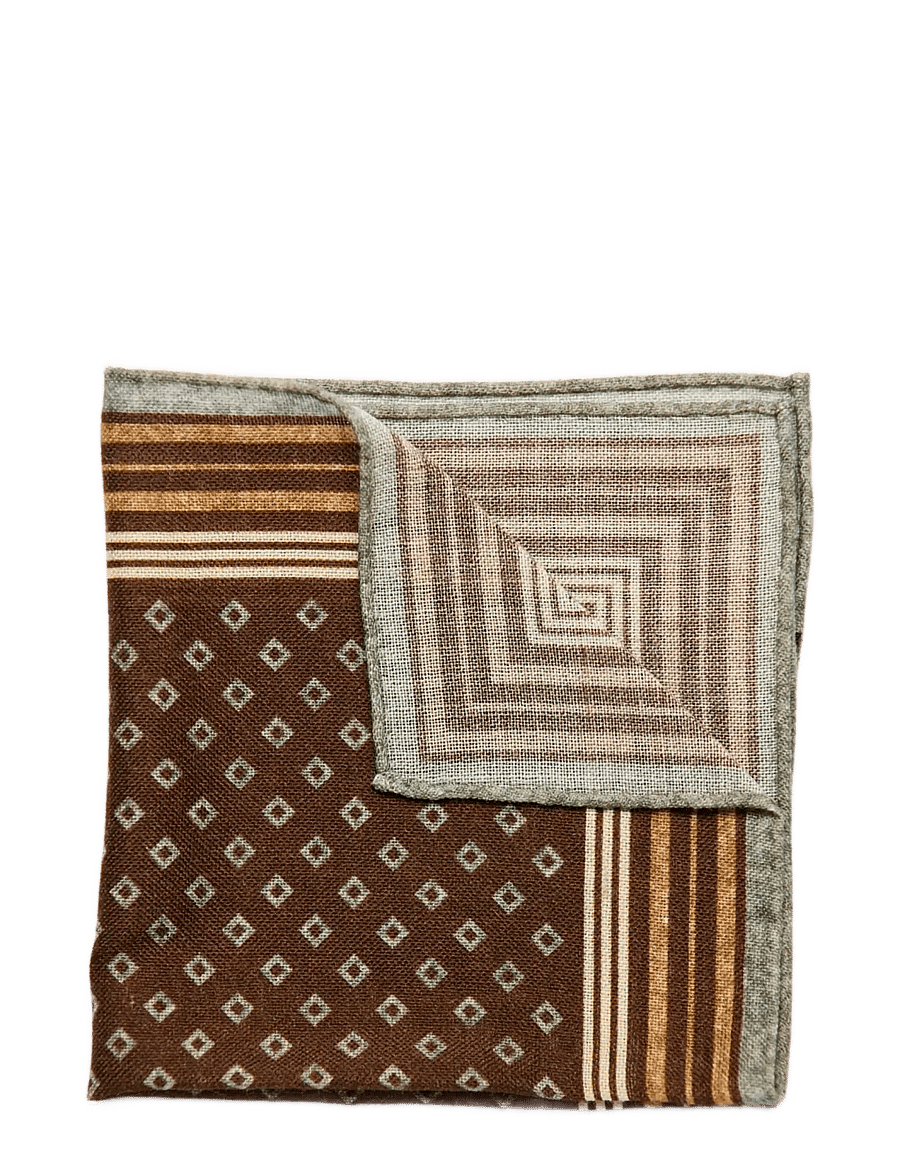 Lindbergh - Wool hankie with pattern - einstecktücher - brown - 0